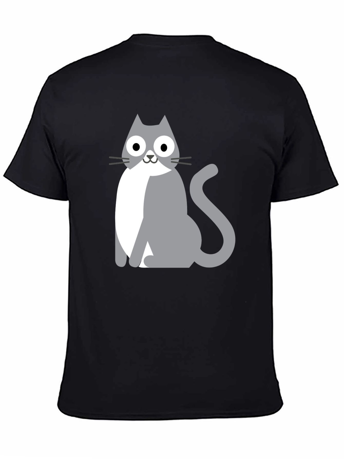 Cartoon Cat Graphic Black T-Shirt