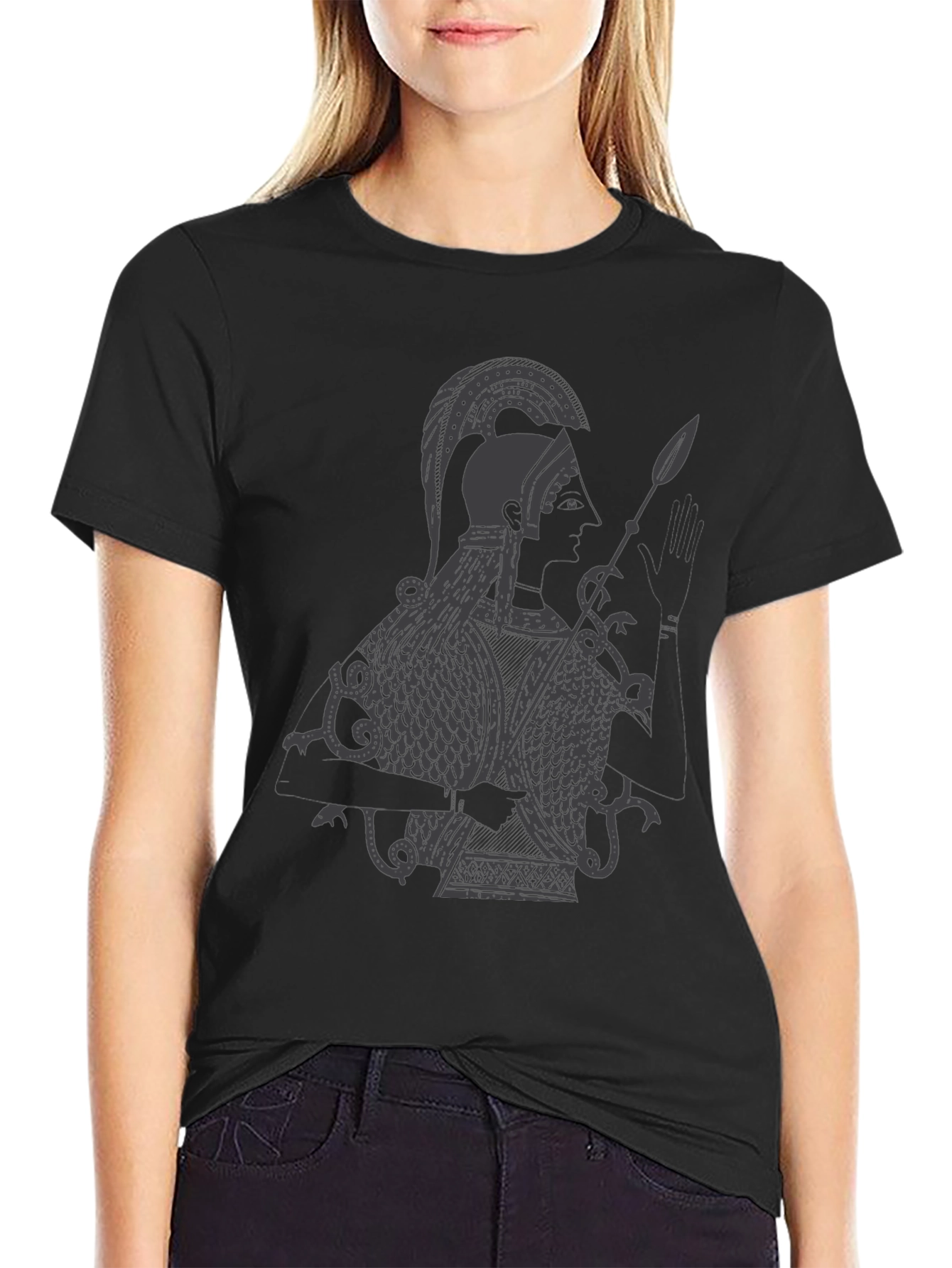 Ancient Warrior Graphic Tee - Black Cotton