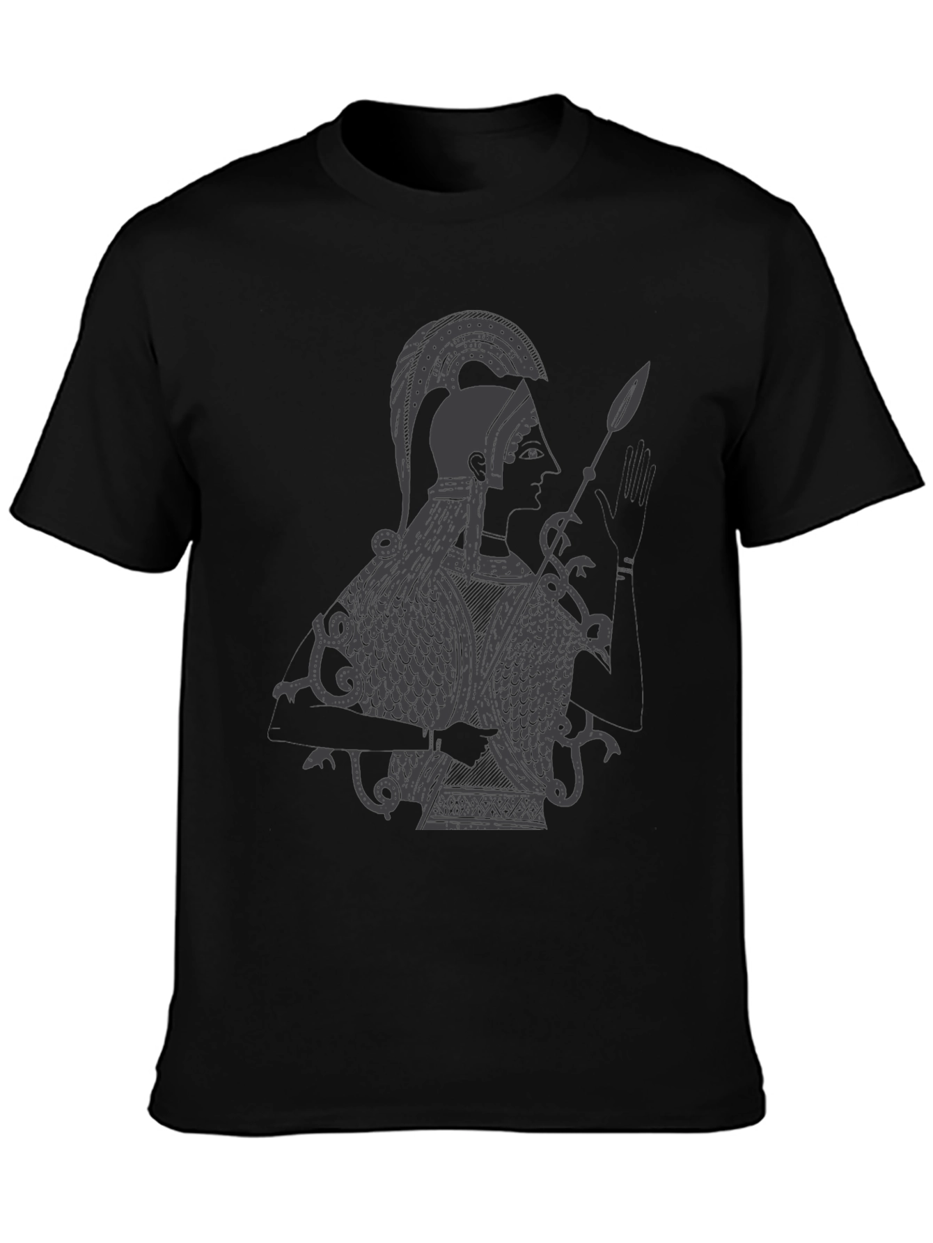 Ancient Warrior Graphic Tee - Black Cotton