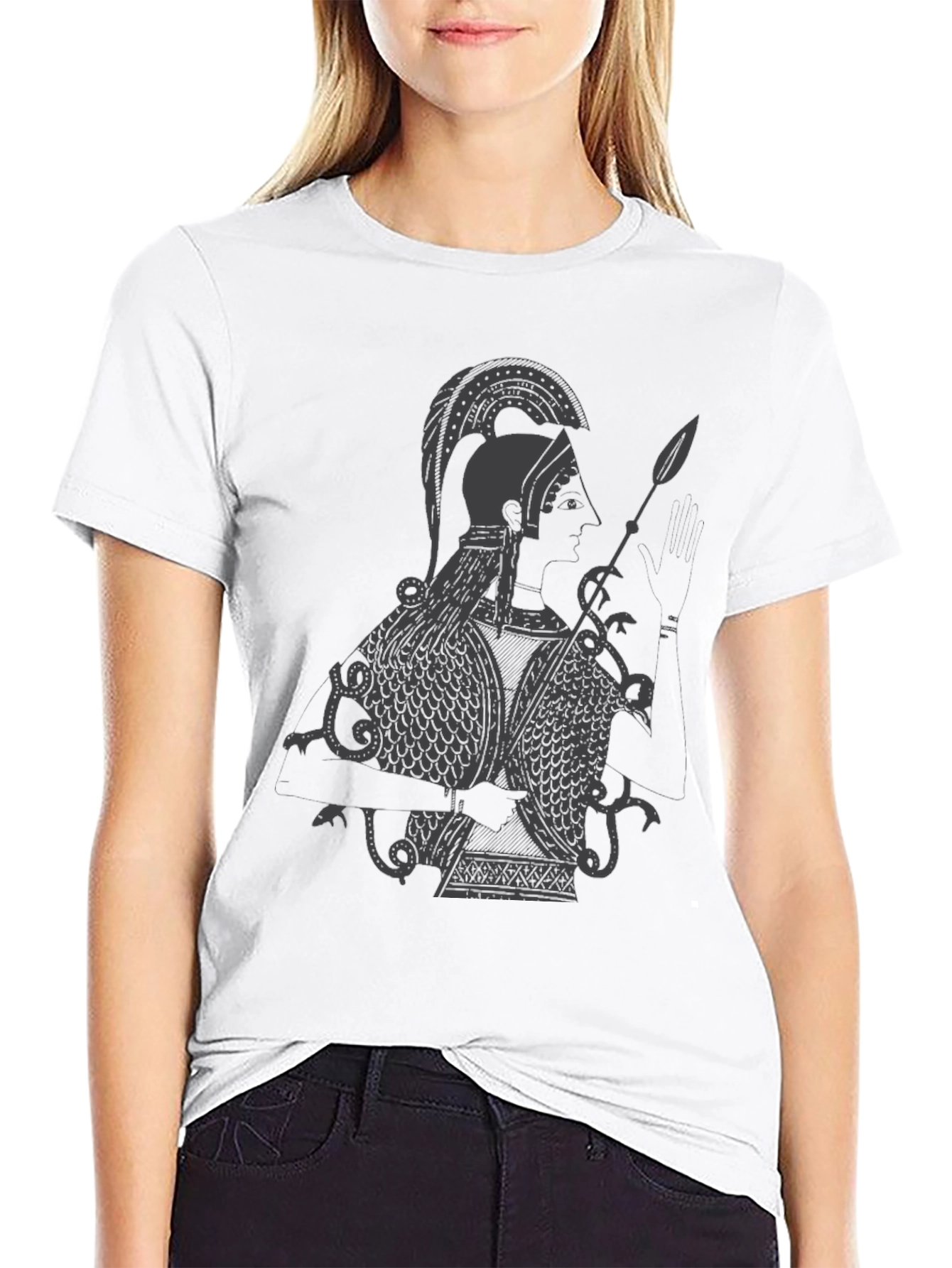 Ancient Warrior Graphic Tee - Black Cotton