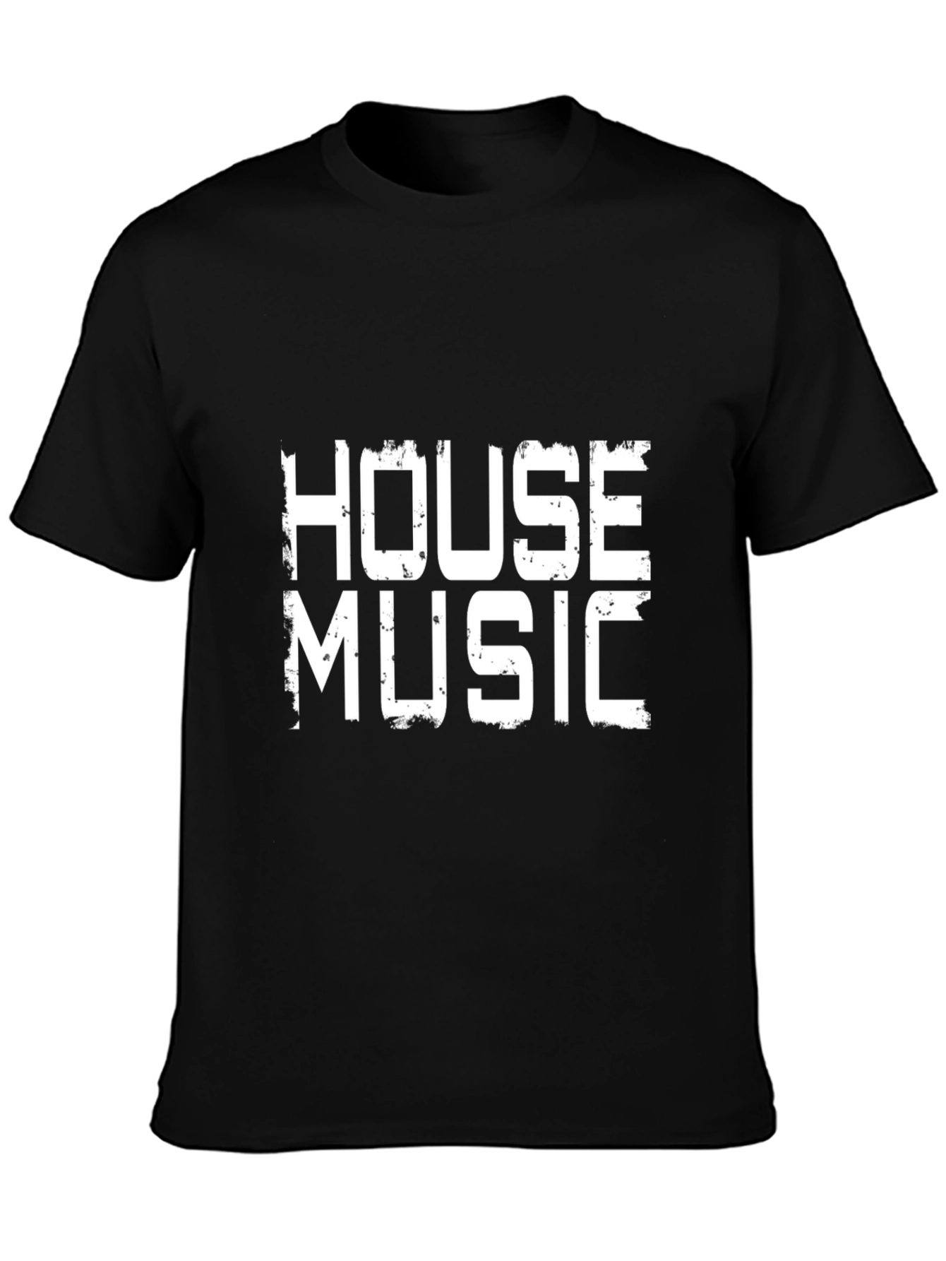 House Music Graphic Print Black T-Shirt