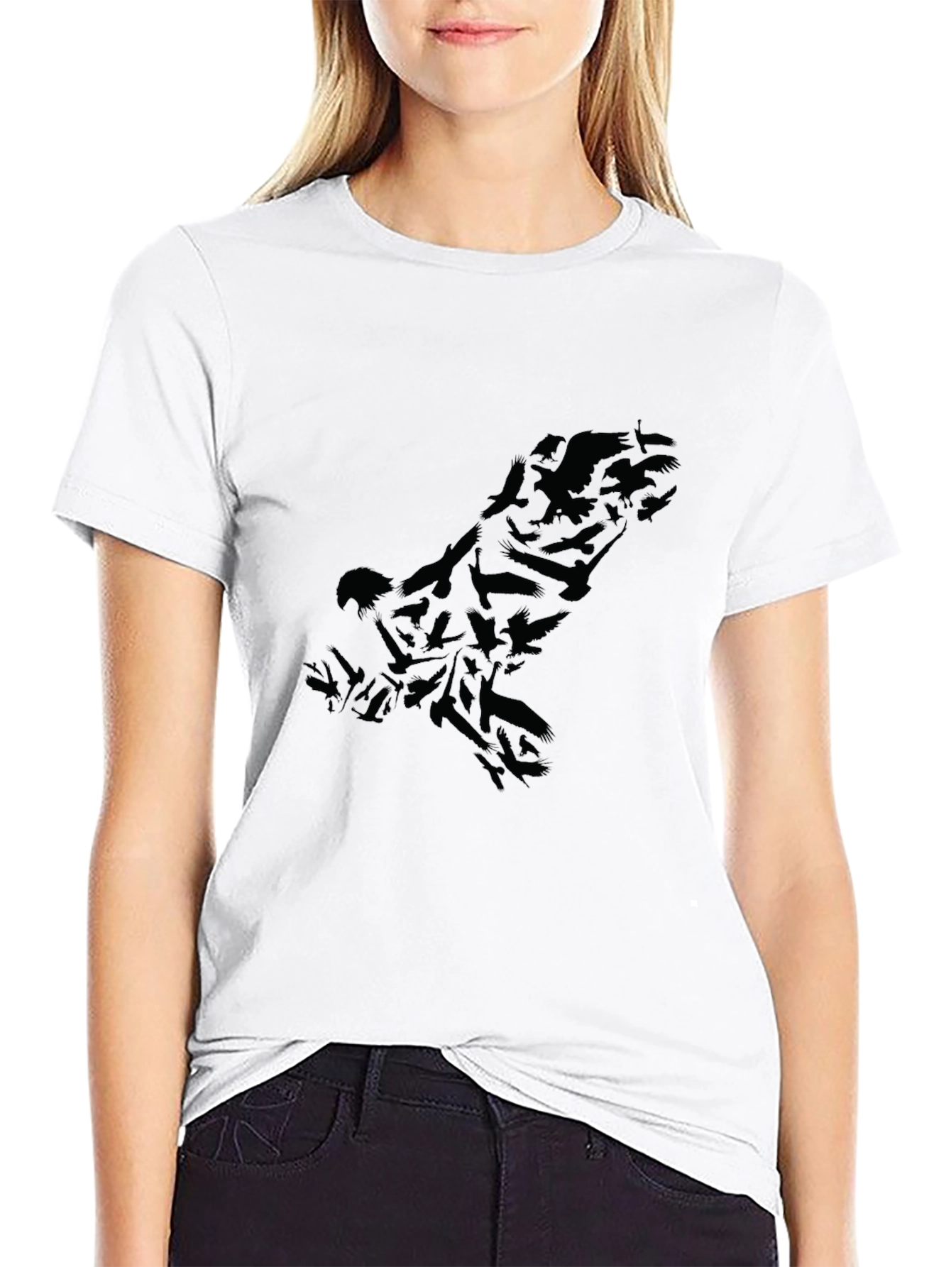 Raven Flock Silhouette Black T-Shirt