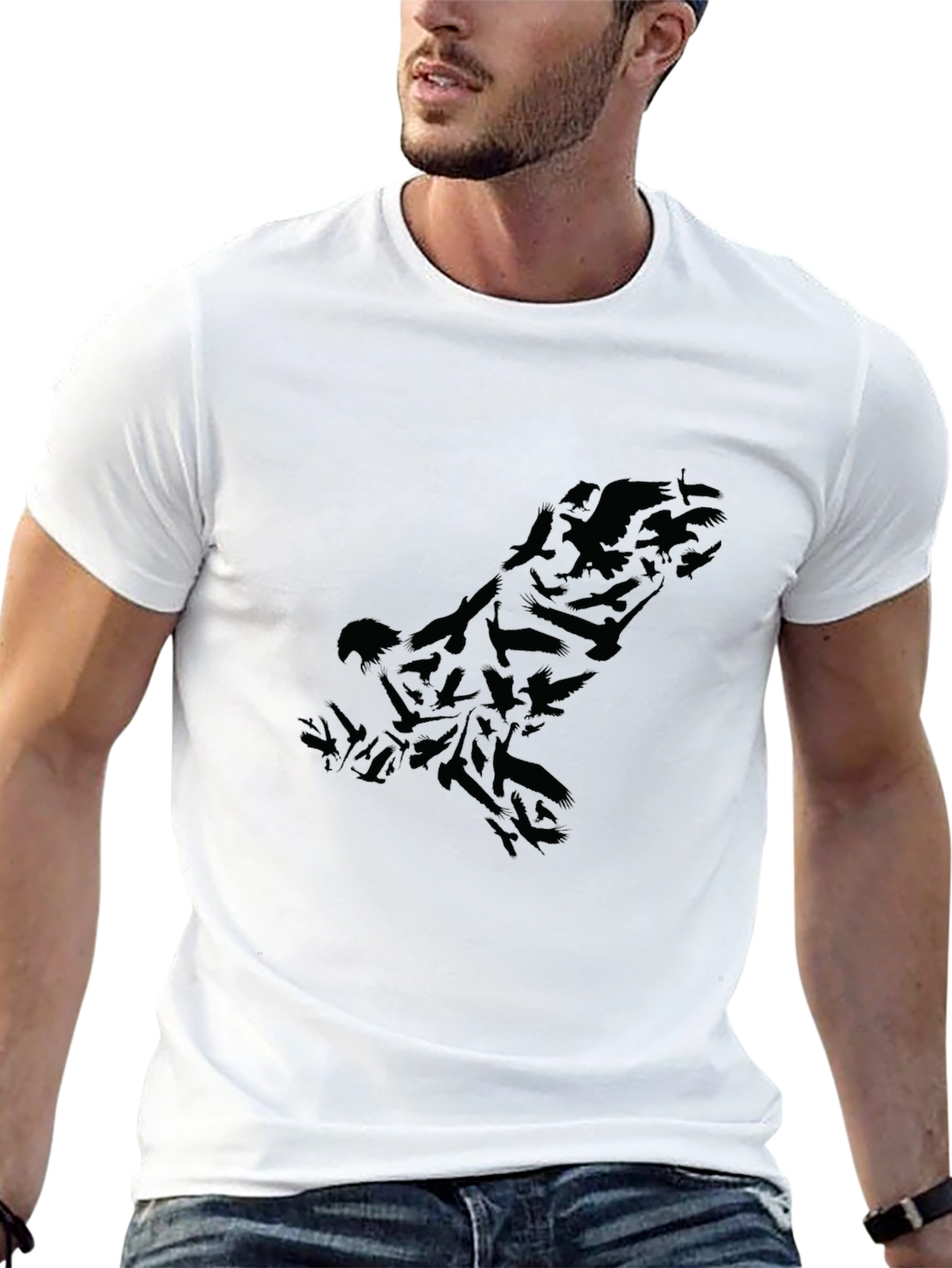 Raven Flock Silhouette Black T-Shirt