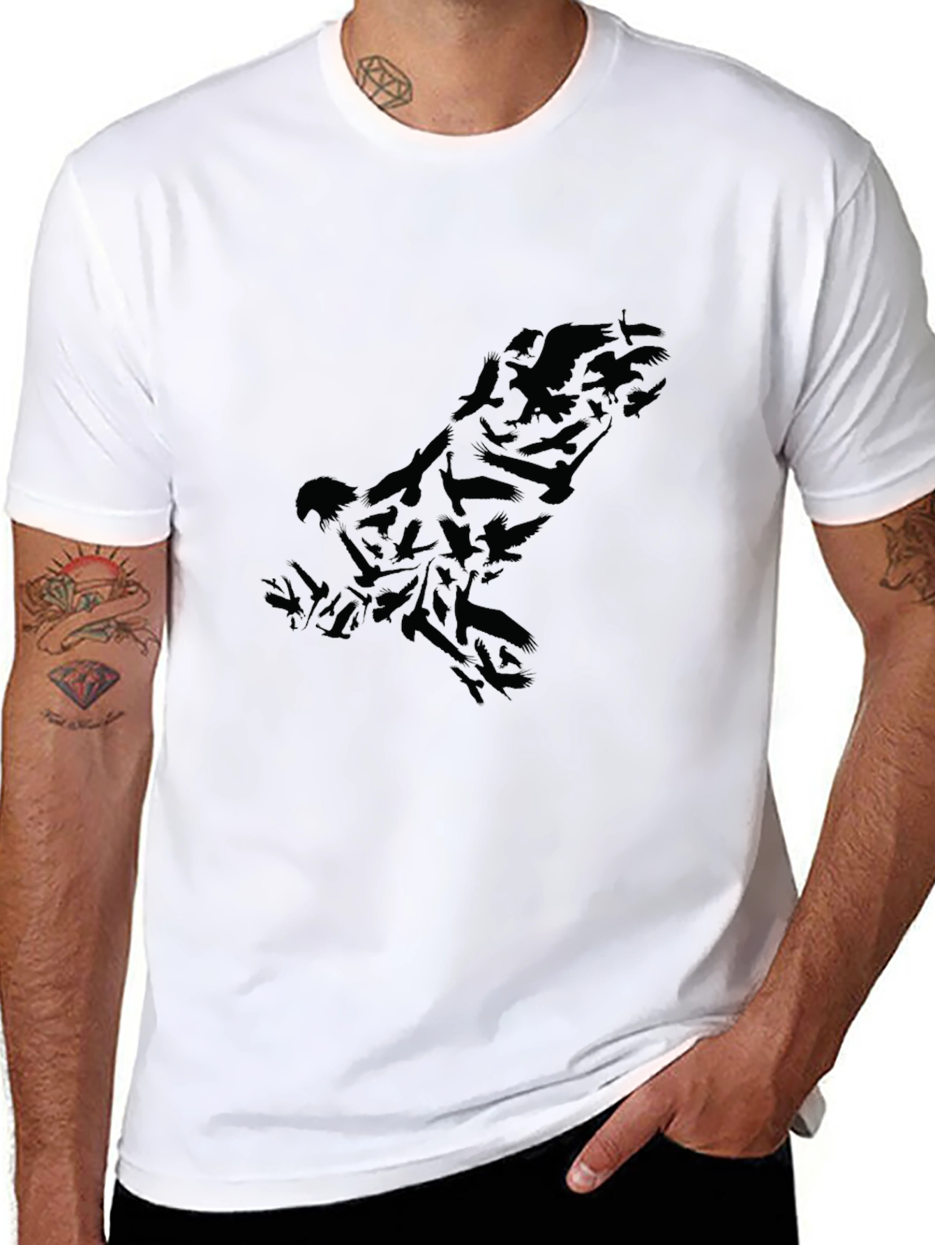 Raven Flock Silhouette Black T-Shirt