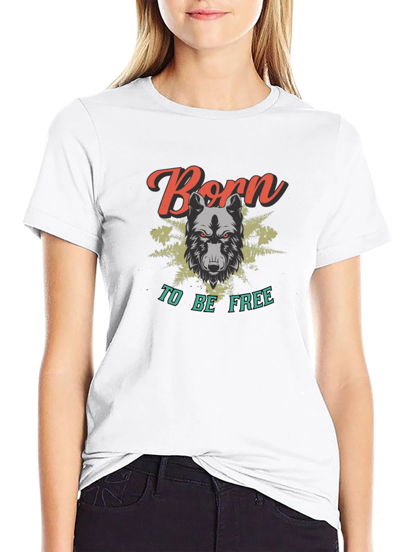 Born to be Free Wolf Graphic Tee