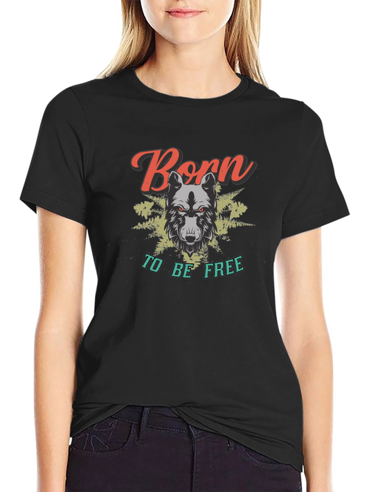 Born to be Free Wolf Graphic Tee