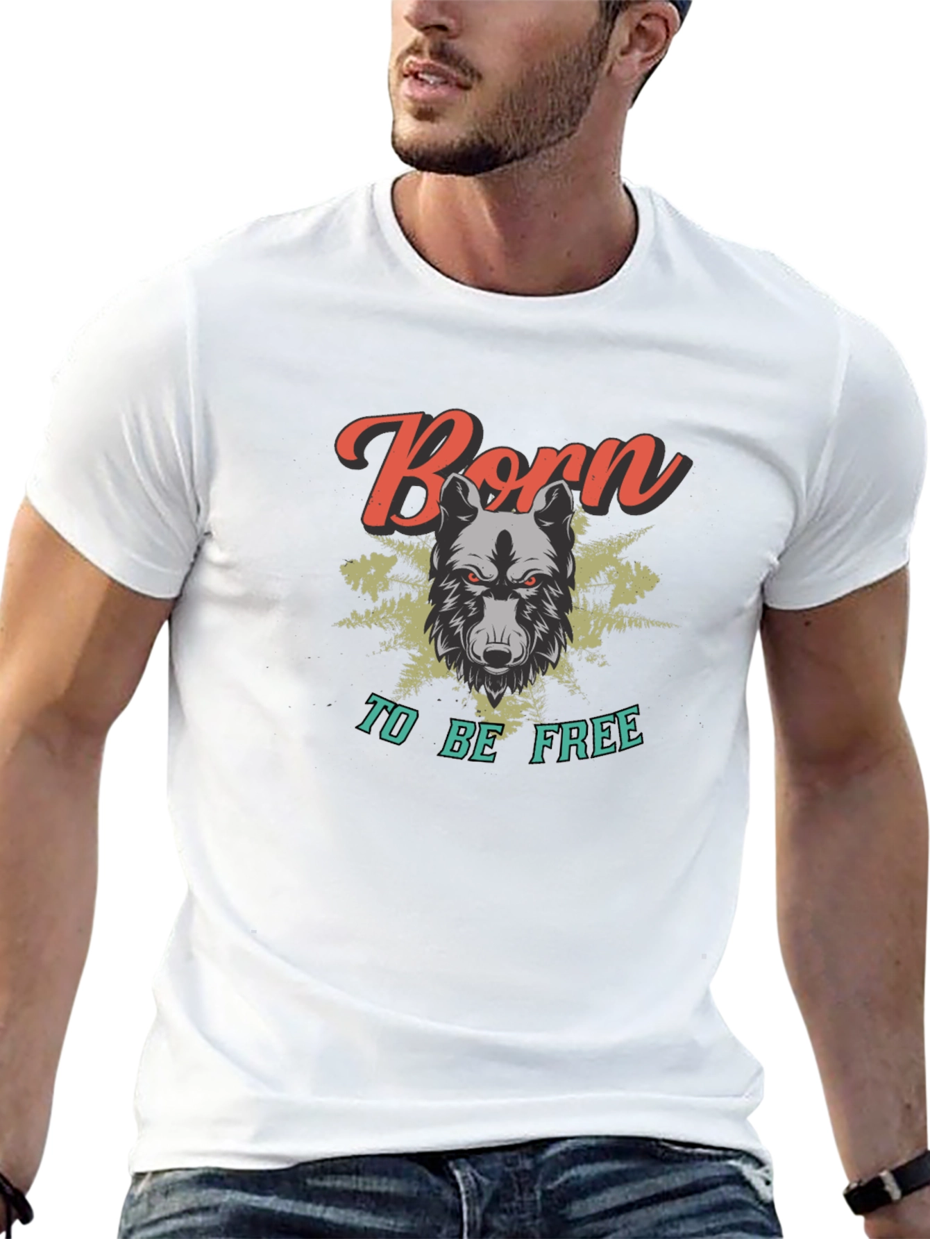 Born to be Free Wolf Graphic Tee