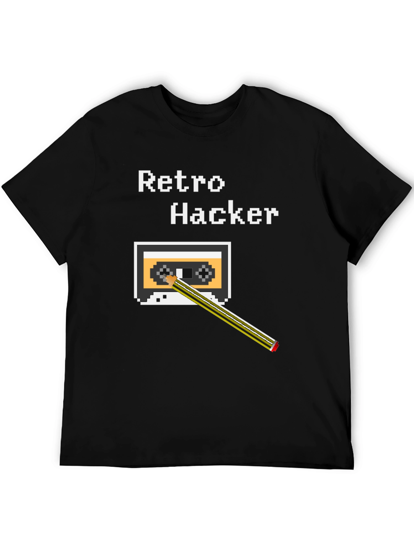 Retro Hacker T-Shirt Cassette Tape 8-Bit Pixel Style
