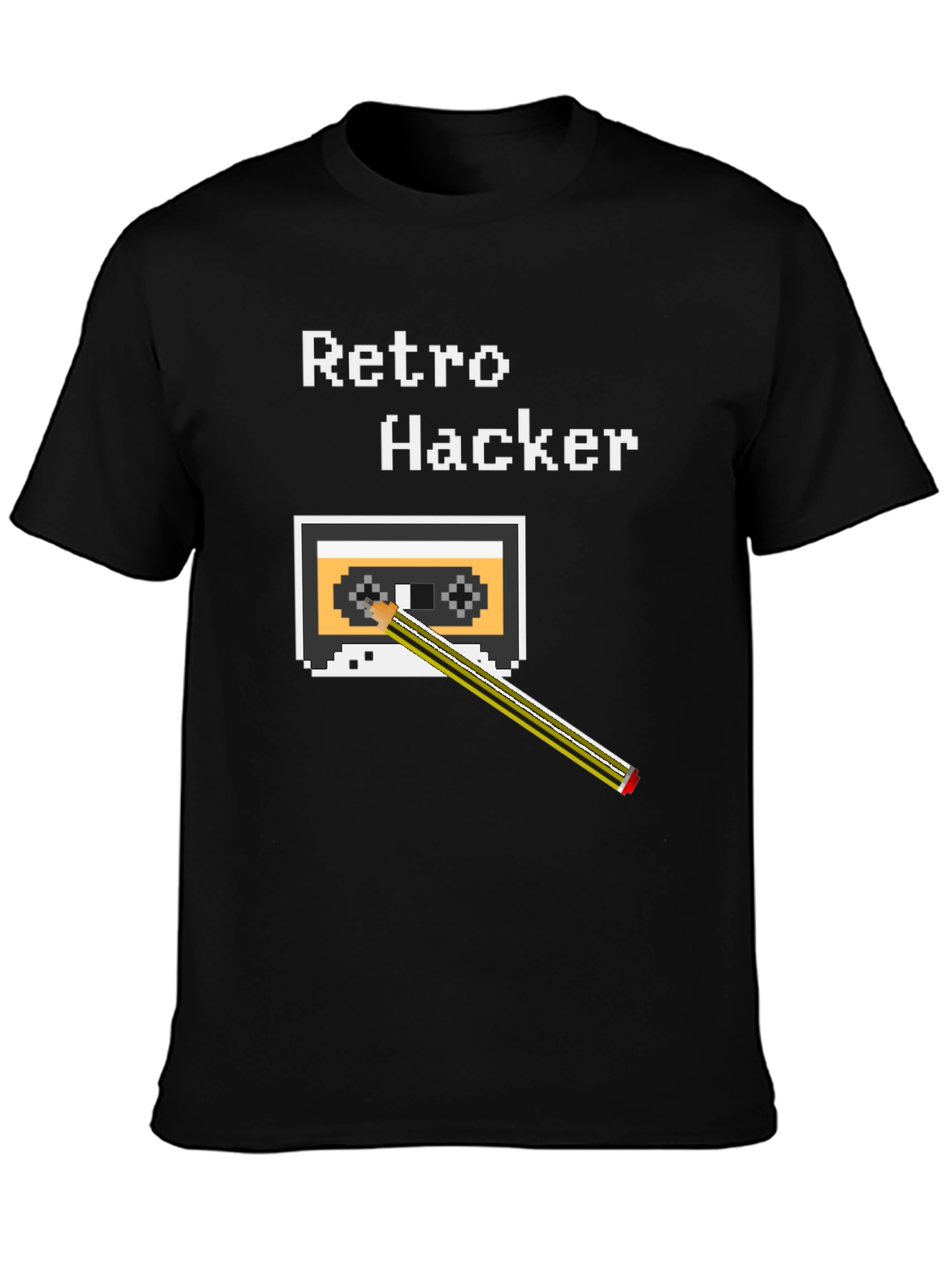 Retro Hacker T-Shirt Cassette Tape 8-Bit Pixel Style