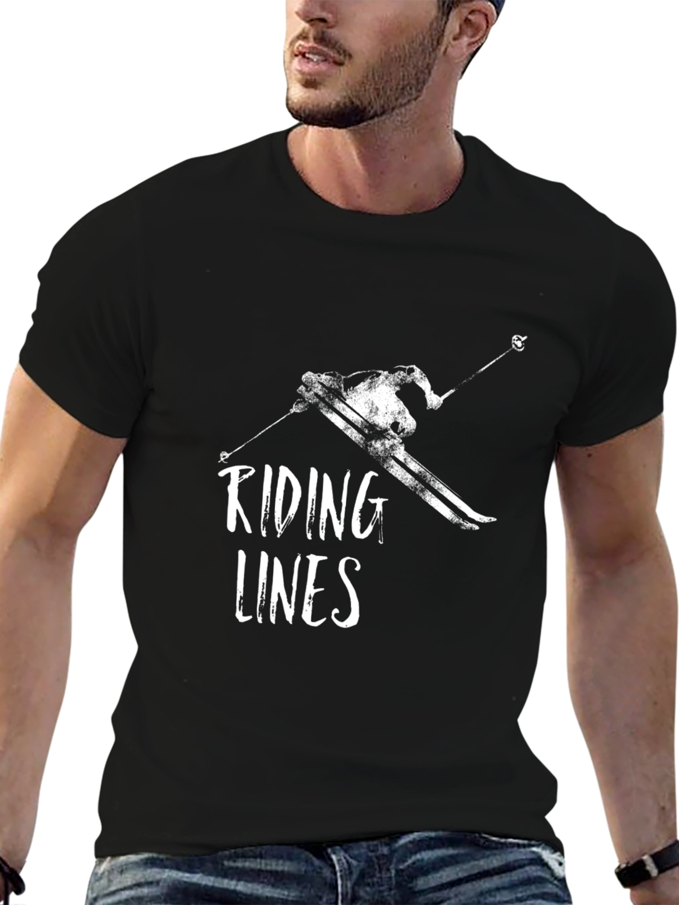Riding Lines Graphic Tee - Black Cotton T-Shirt