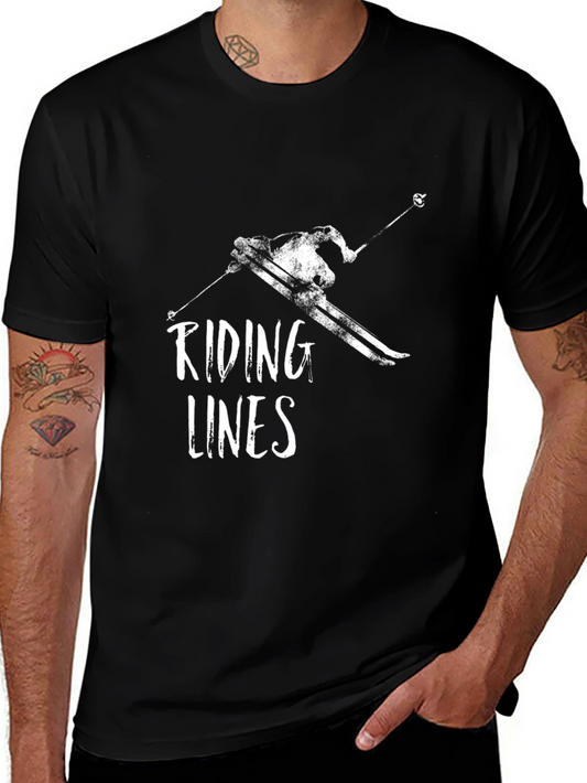 Riding Lines Graphic Tee - Black Cotton T-Shirt