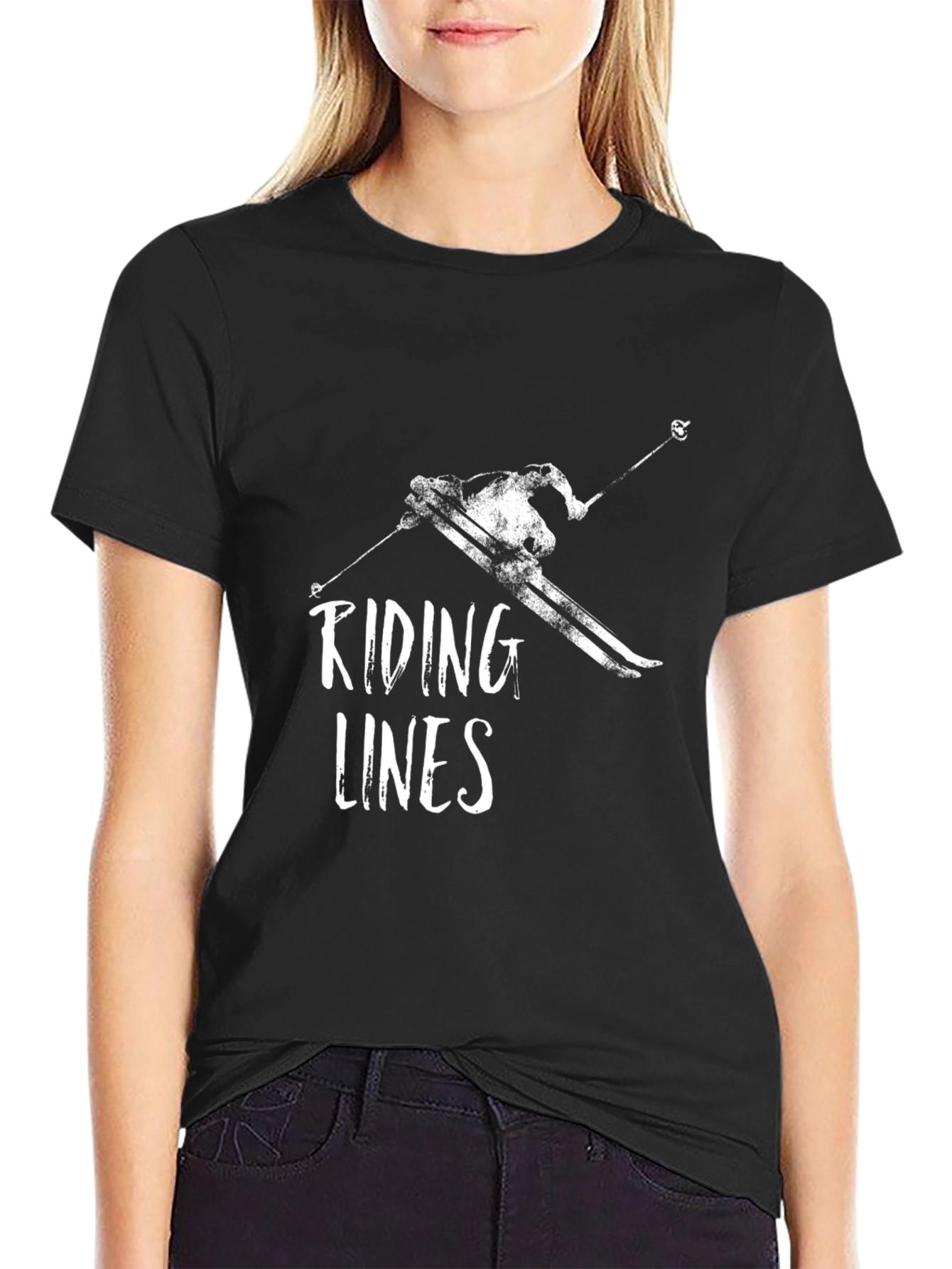 Riding Lines Graphic Tee - Black Cotton T-Shirt