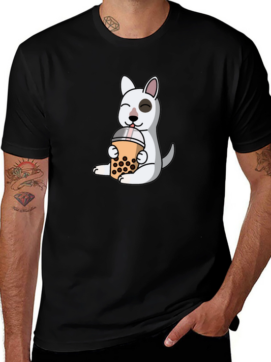 Dog with Boba Tea Graphic Tee - Cute & Casual