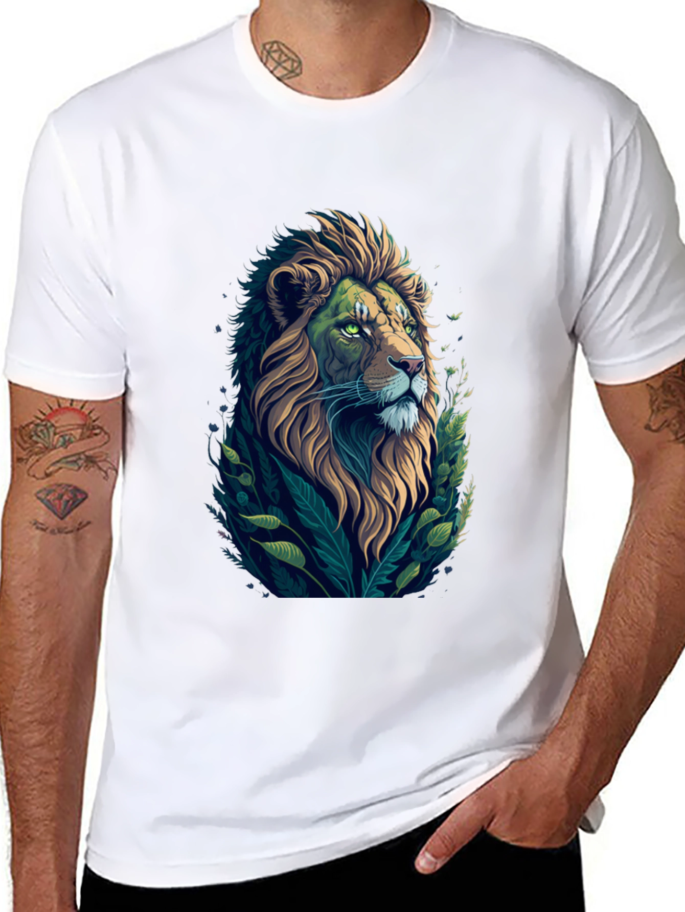 Lion Graphic Print Black T-Shirt