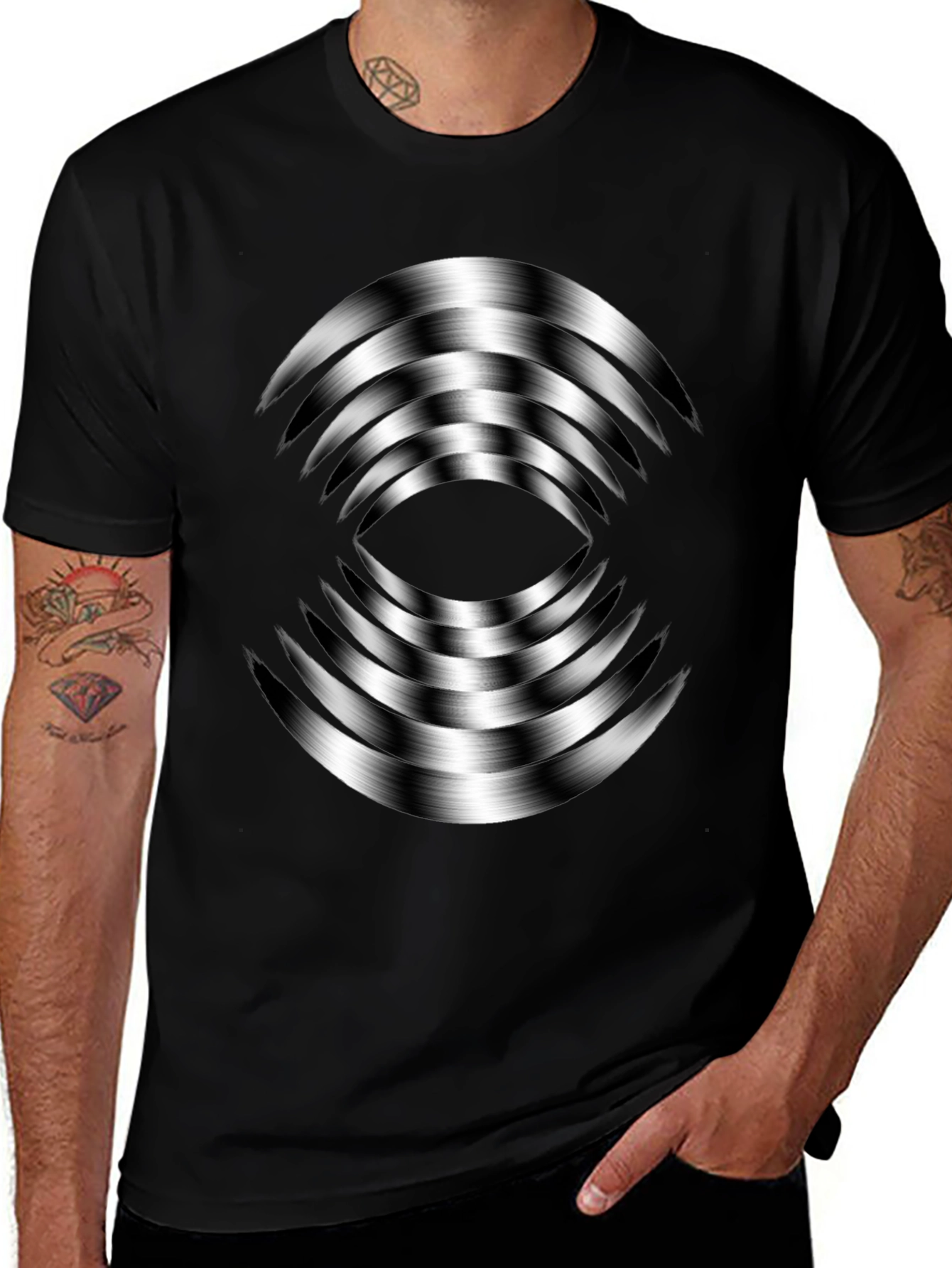 Optical Illusion Tee - Black Graphic Print T-Shirt