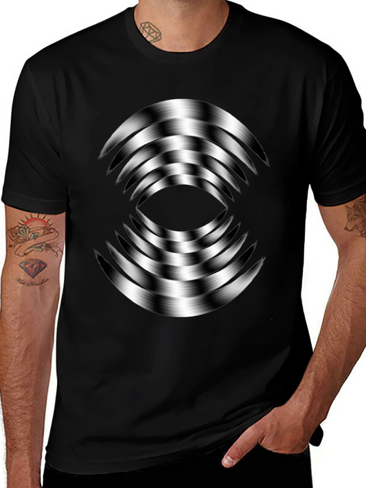 Optical Illusion Tee - Black Graphic Print T-Shirt