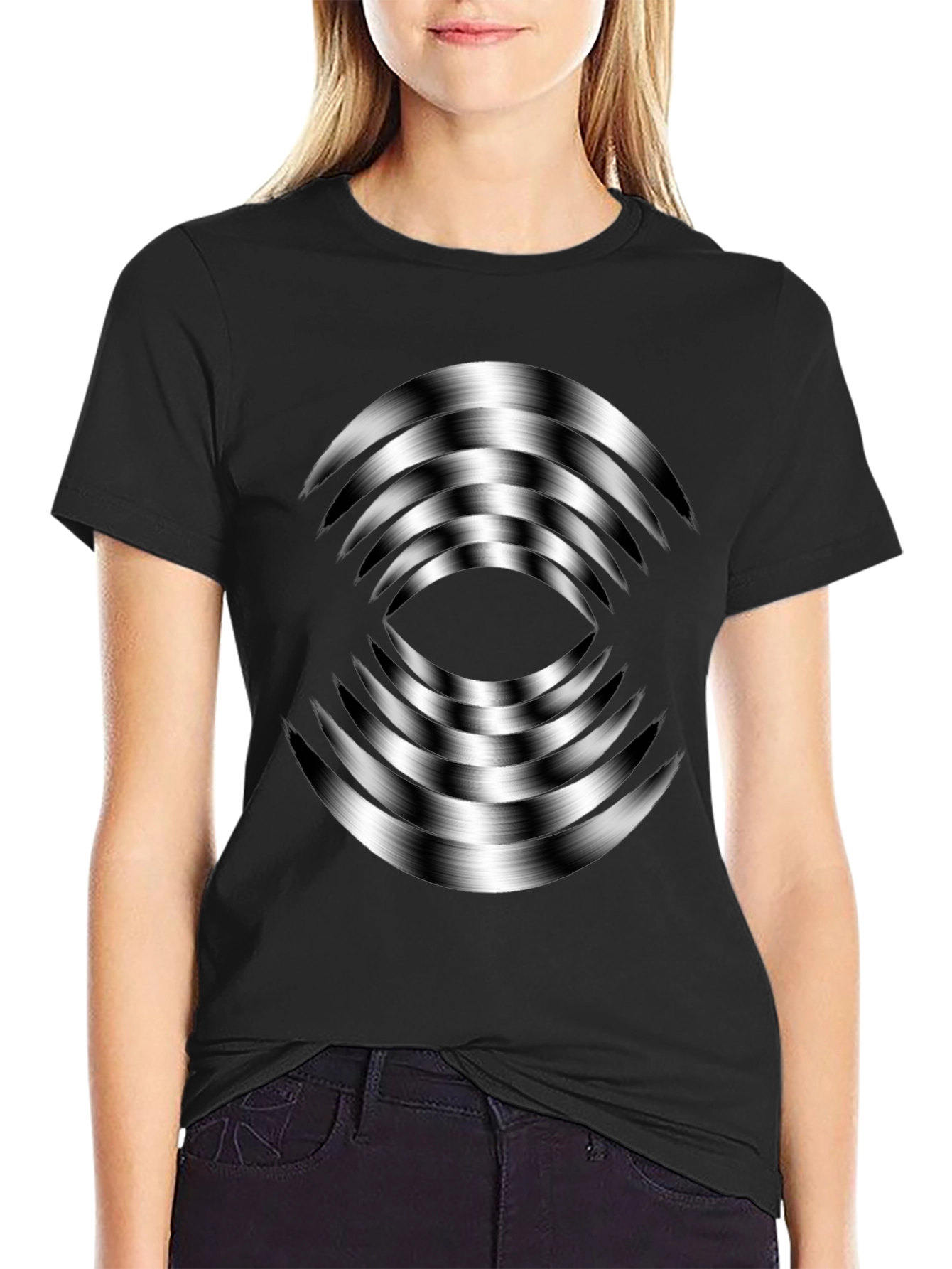 Optical Illusion Tee - Black Graphic Print T-Shirt