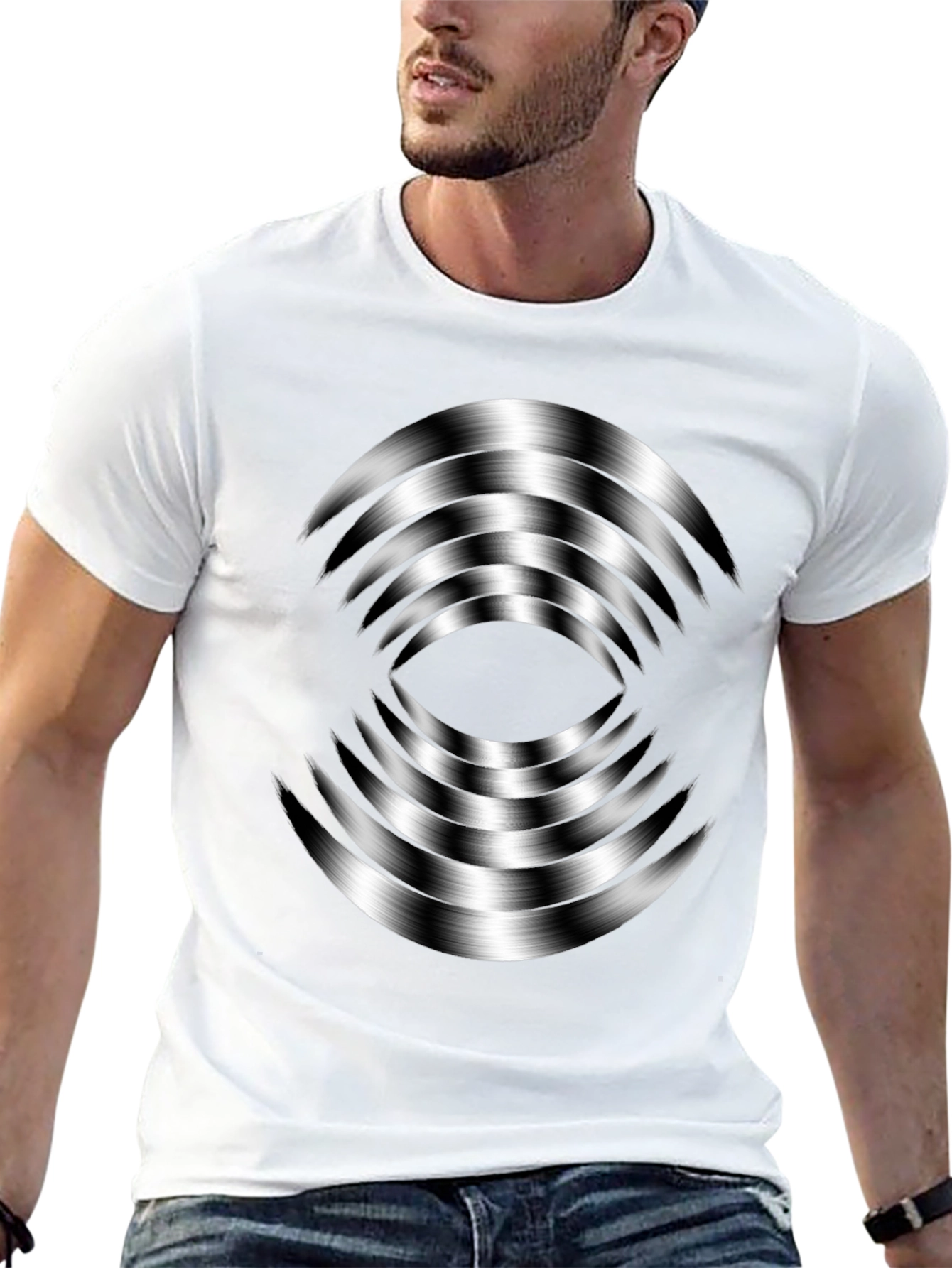 Optical Illusion Tee - Black Graphic Print T-Shirt