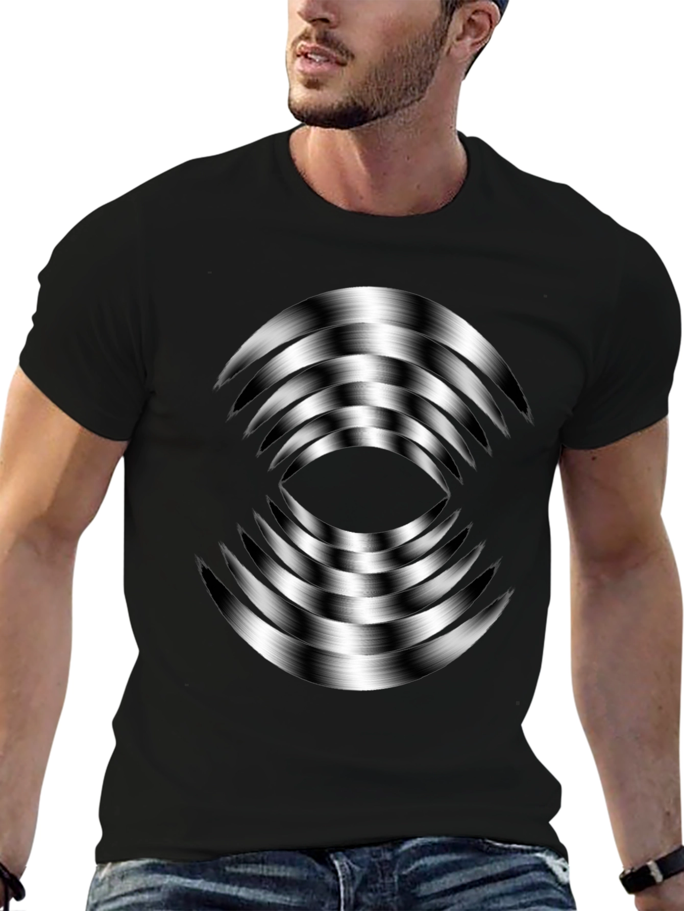 Optical Illusion Tee - Black Graphic Print T-Shirt