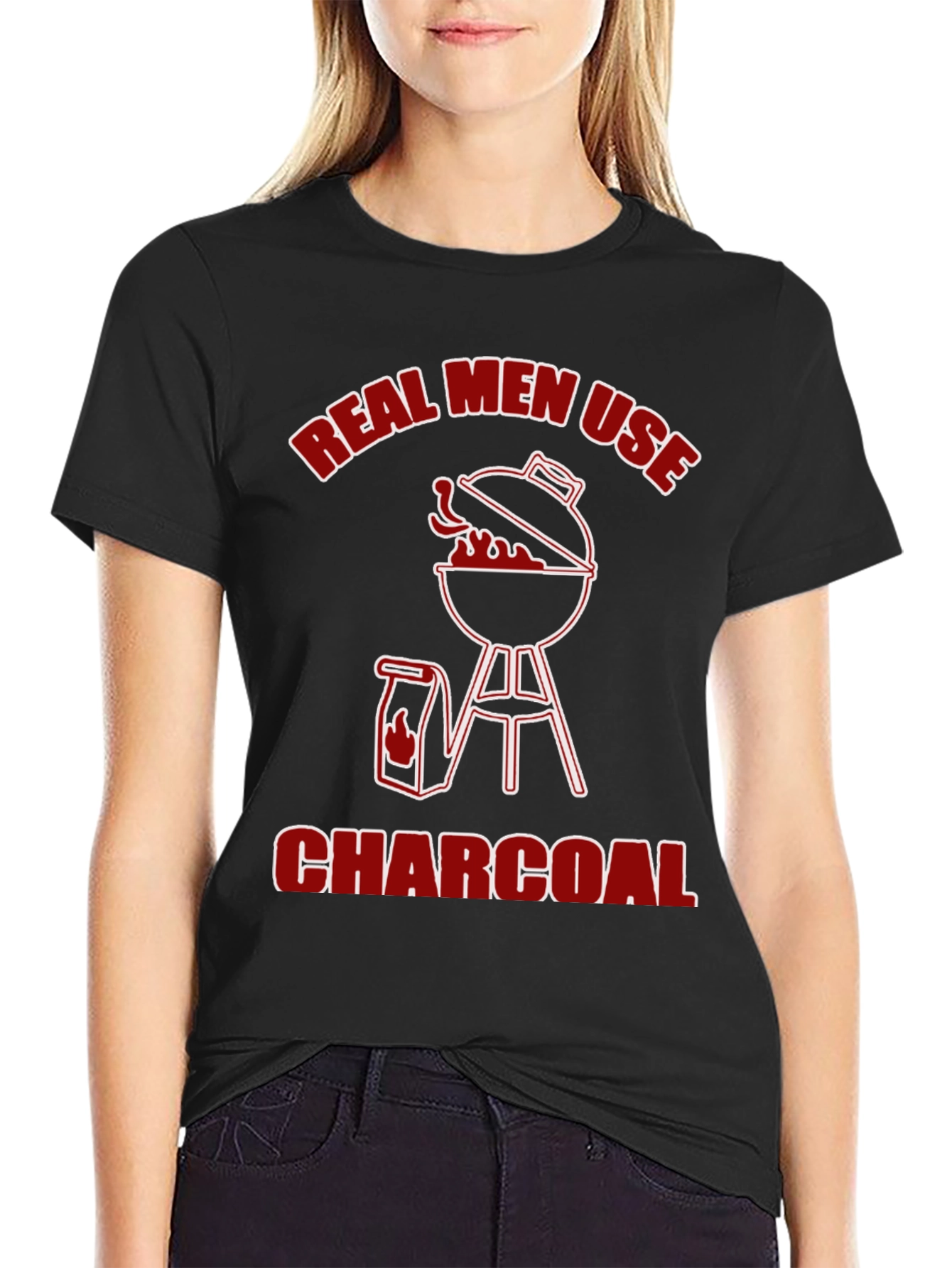 Real Men Use Charcoal BBQ Graphic Tee