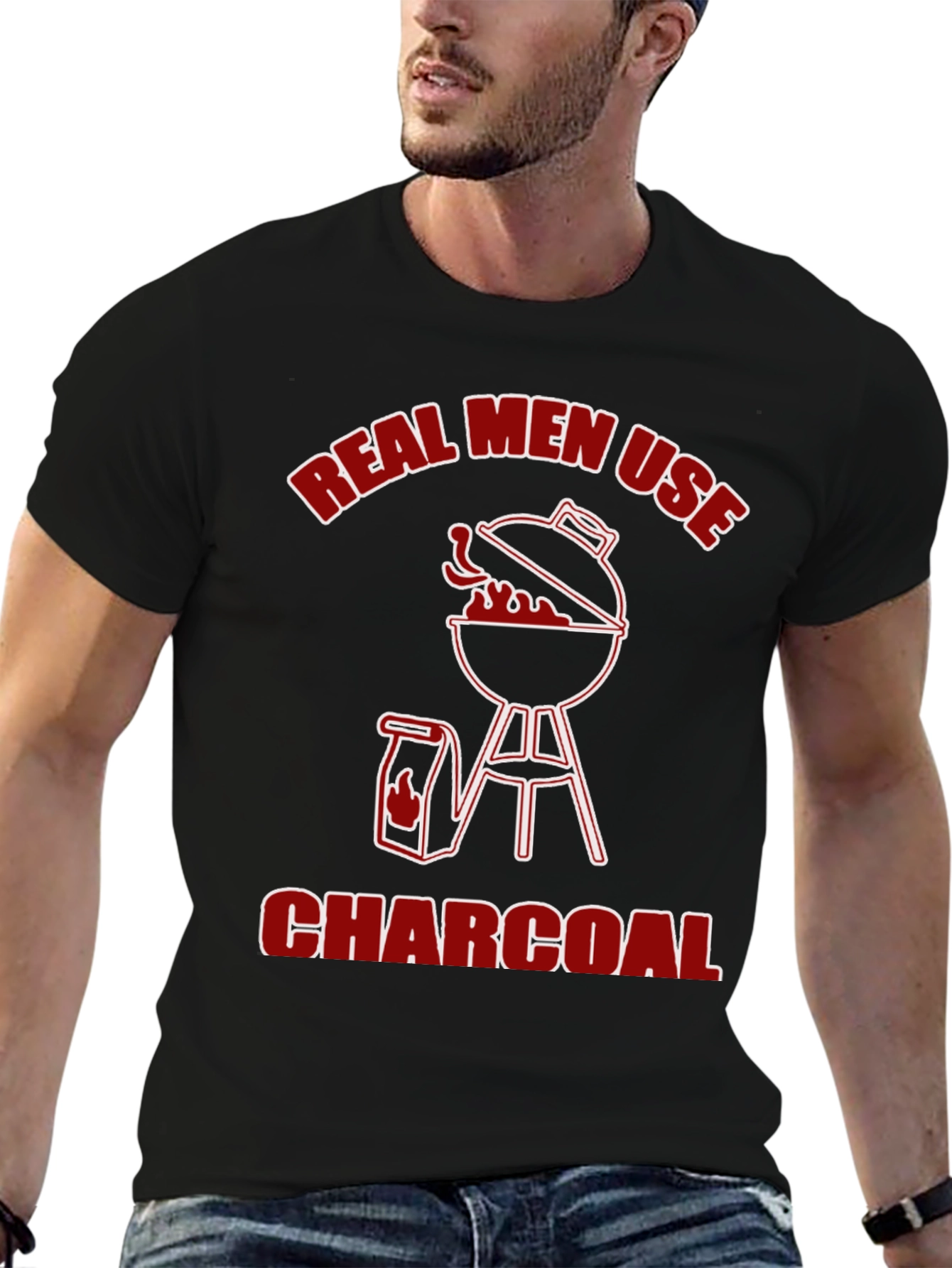 Real Men Use Charcoal BBQ Graphic Tee