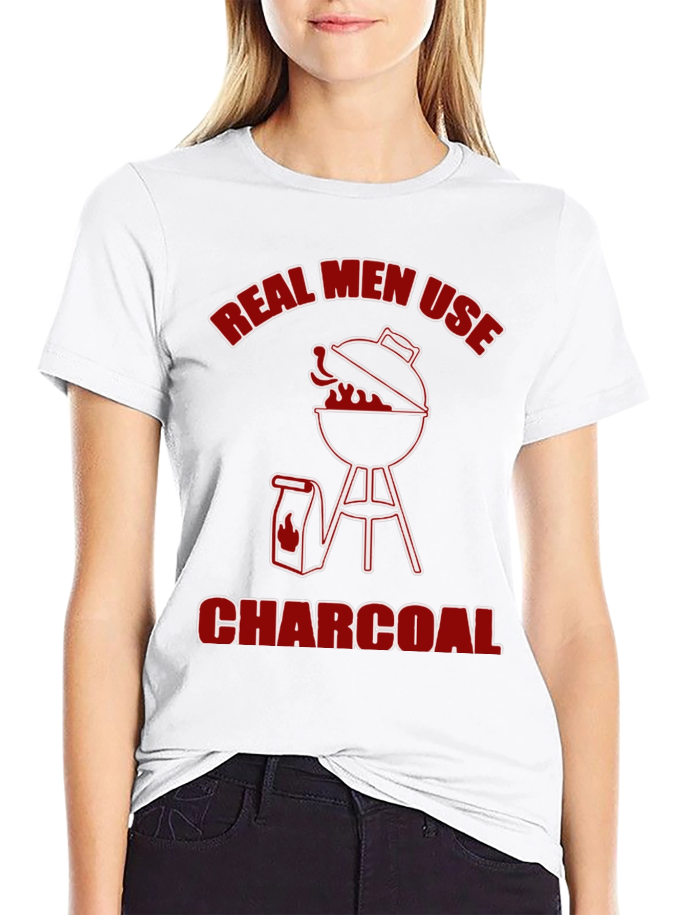 Real Men Use Charcoal BBQ Graphic Tee