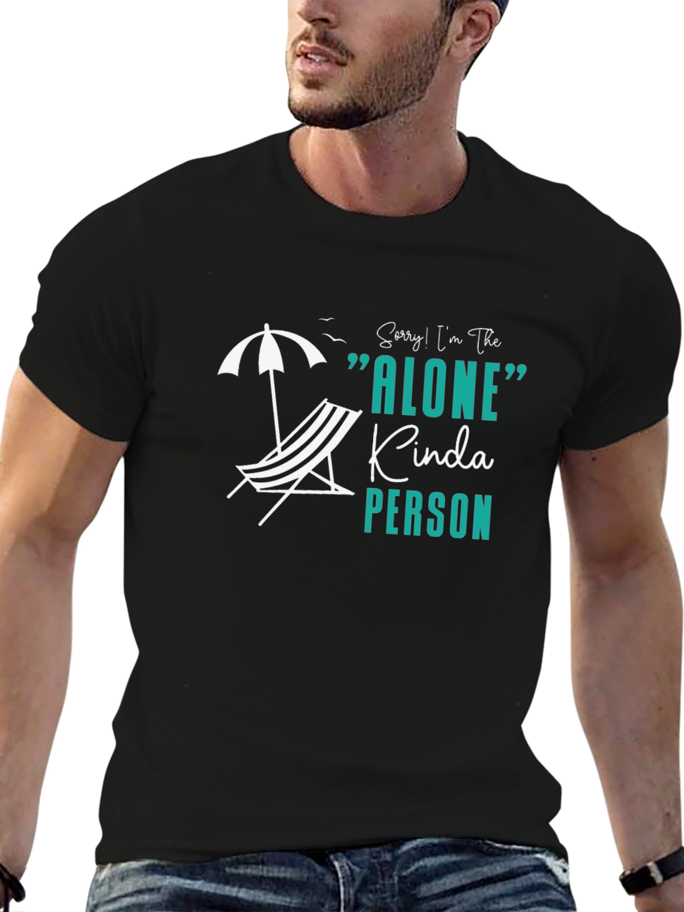 Alone Kinda Person Black Graphic T-Shirt