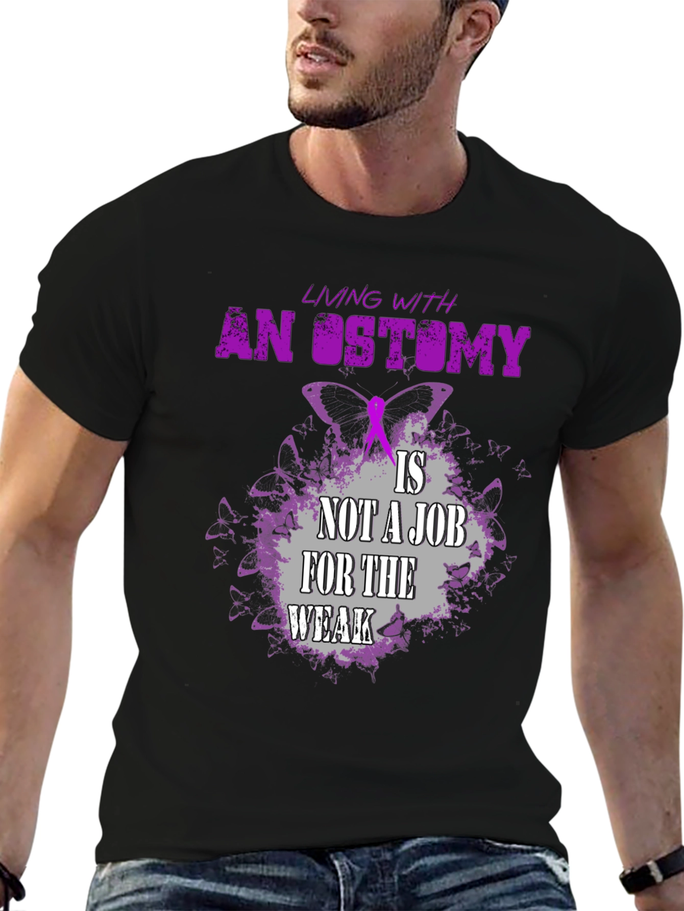 Ostomy Awareness T-Shirt - Living with an Ostomy