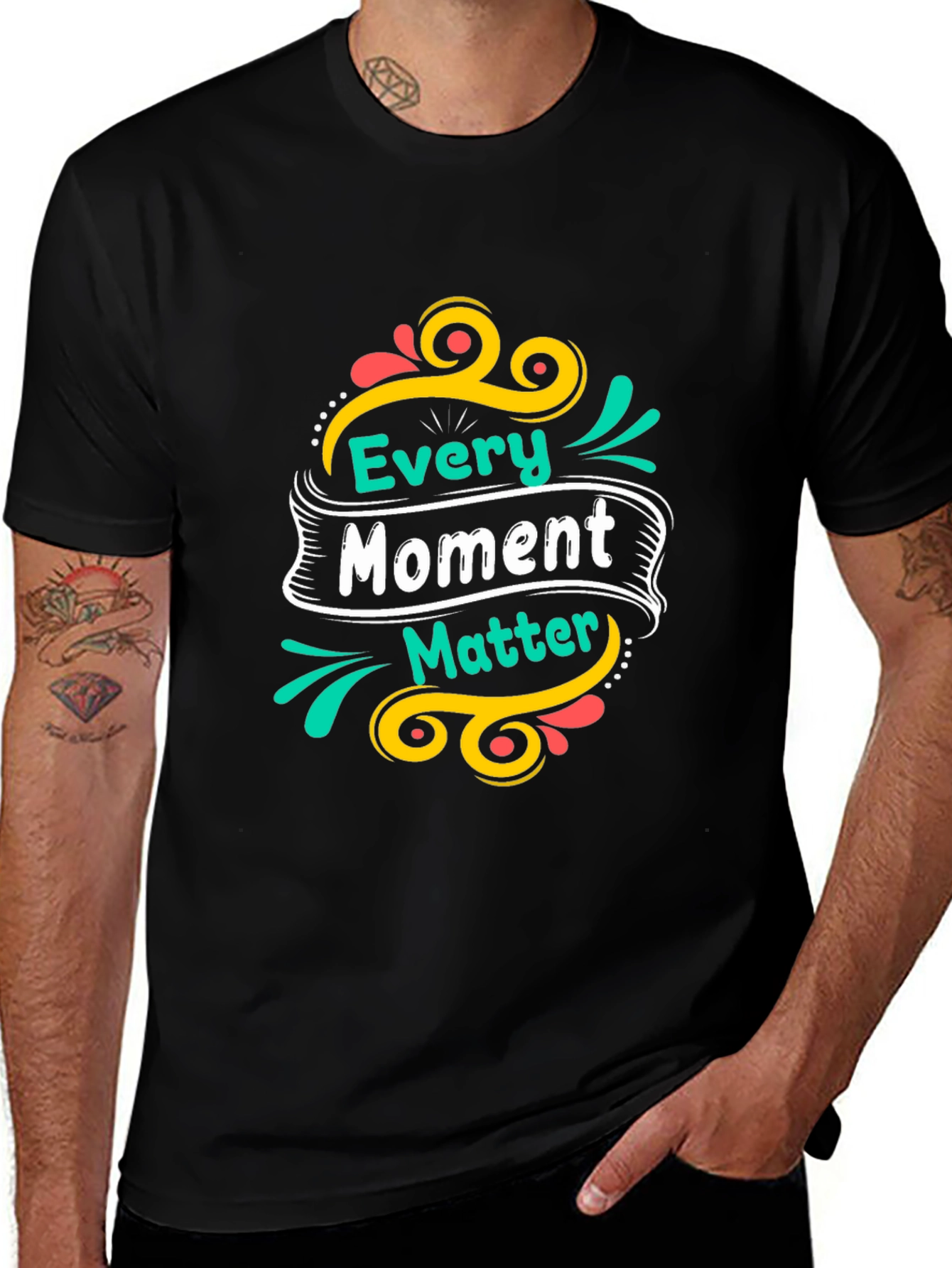 Every Moment Matters Black Graphic Tee Shirt