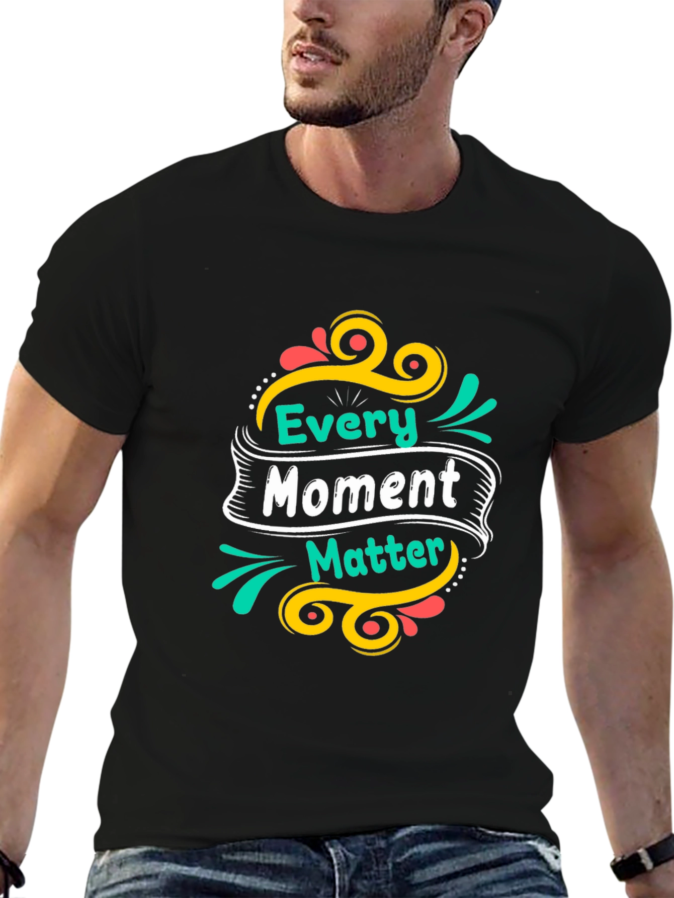 Every Moment Matters Black Graphic Tee Shirt