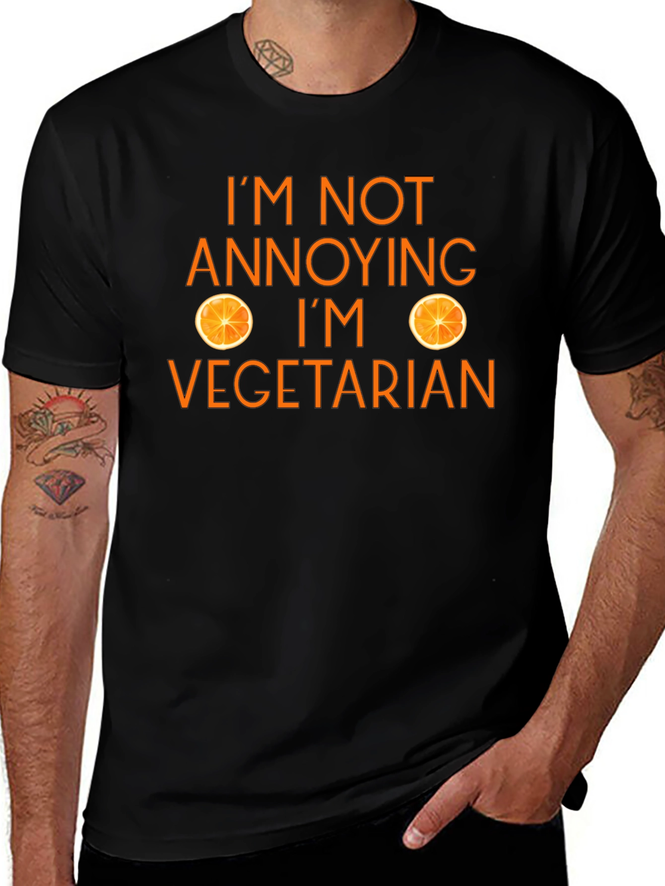 Vegetarian Orange Graphic T-Shirt