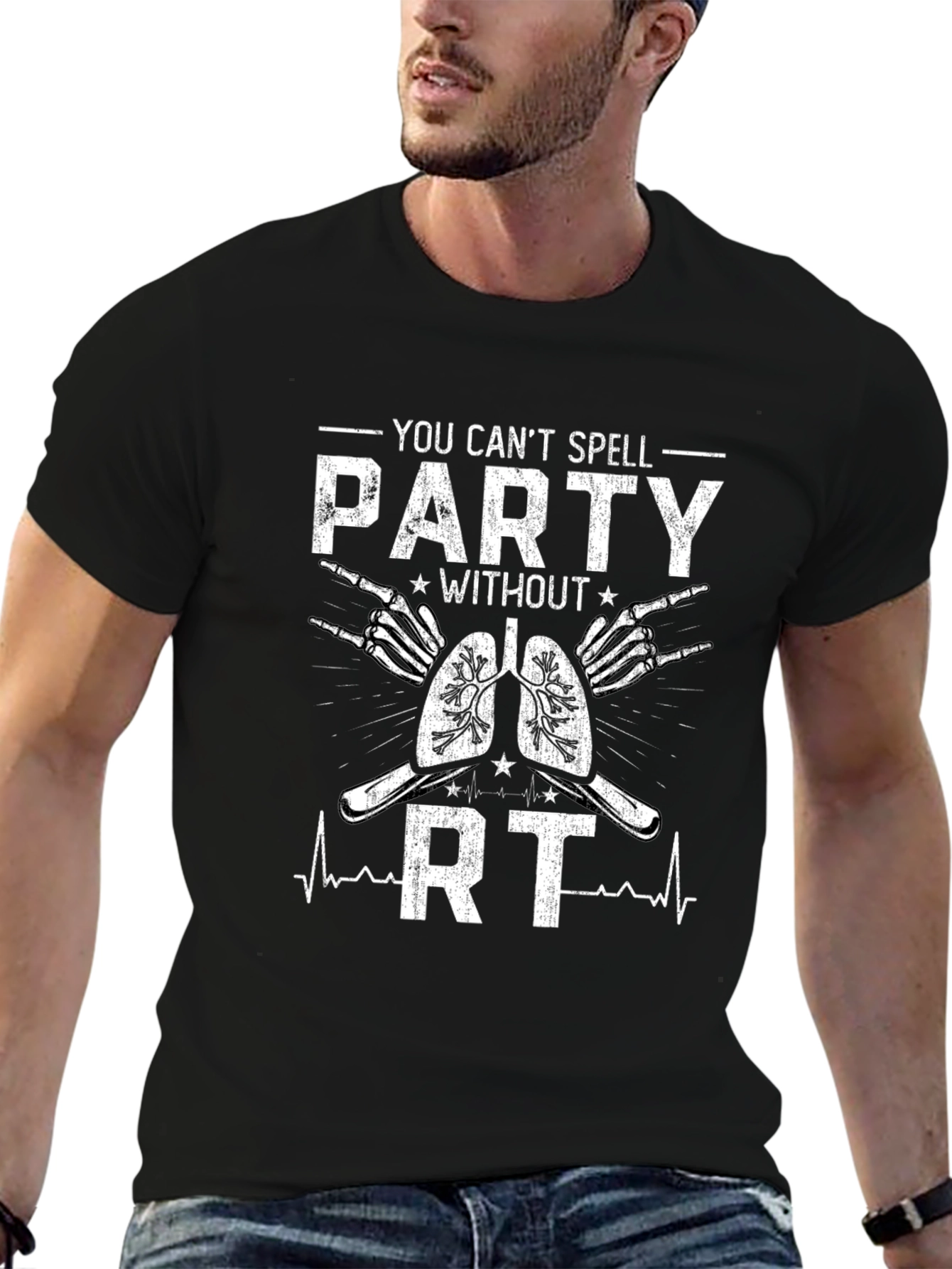 Respiratory Therapist Party T-Shirt - Black Cotton Tee