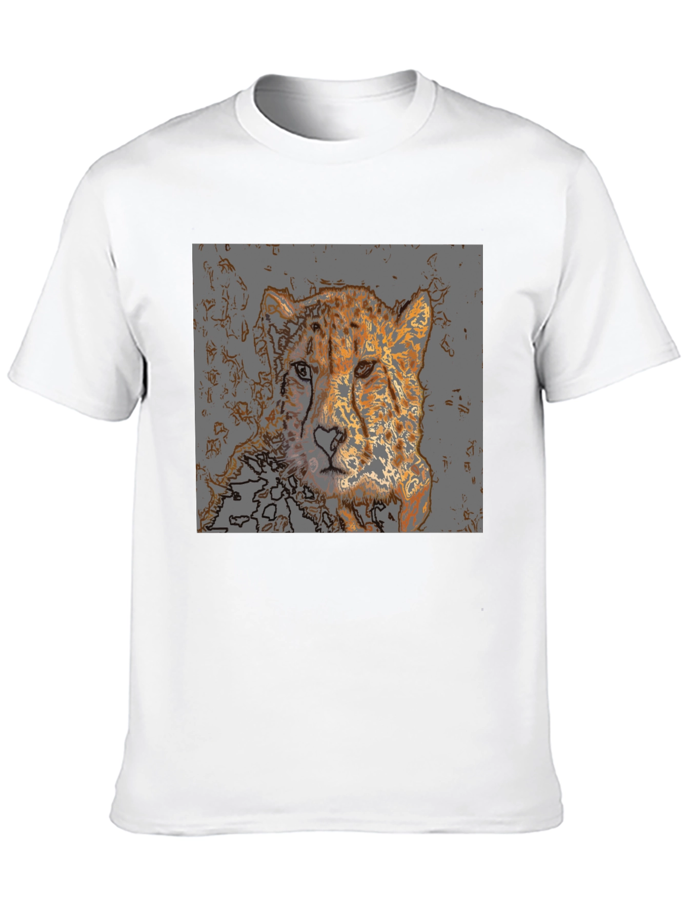 Cheetah Graphic Print T-Shirt - Mens Casual Tee