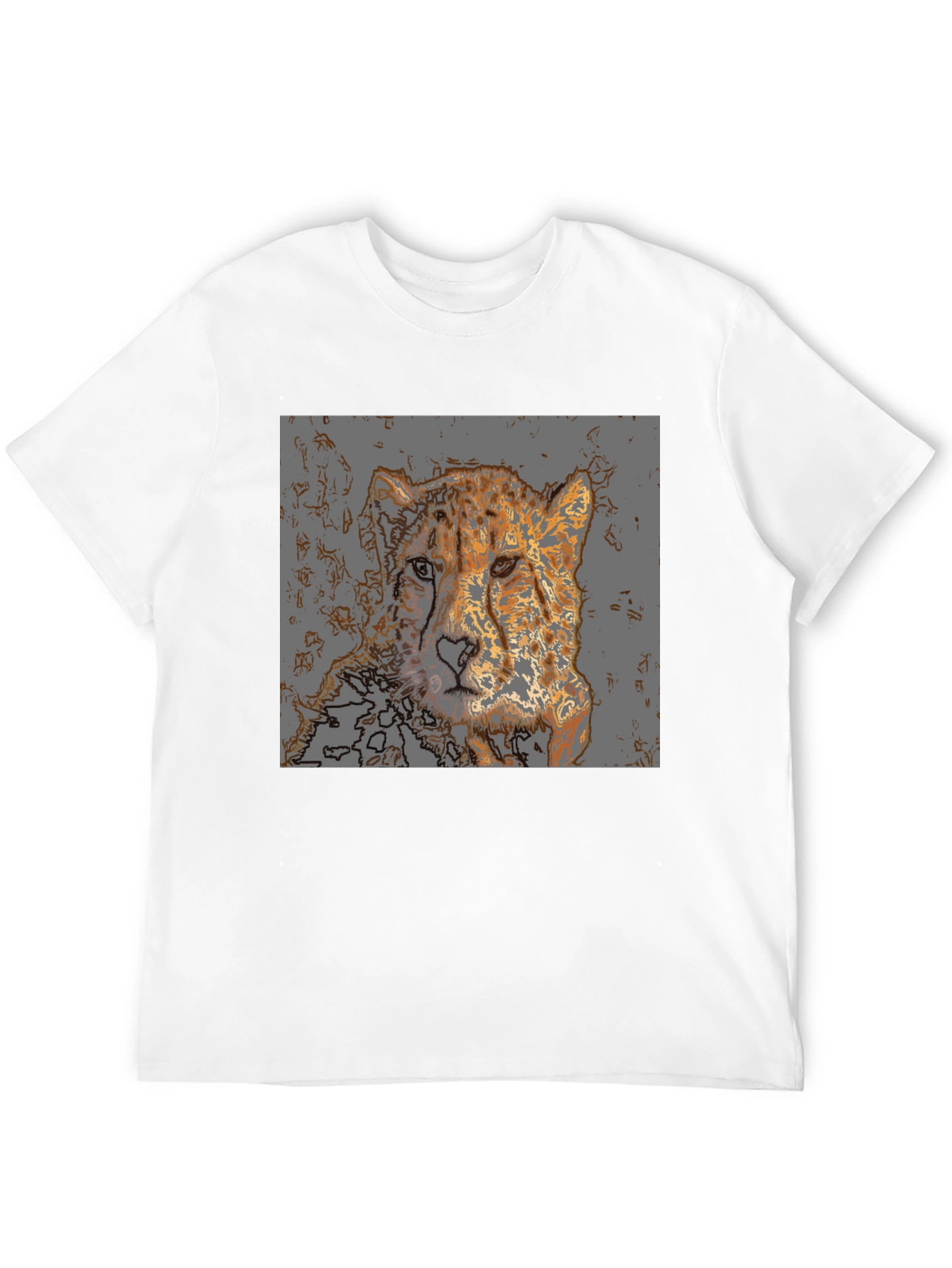 Cheetah Graphic Print T-Shirt - Mens Casual Tee