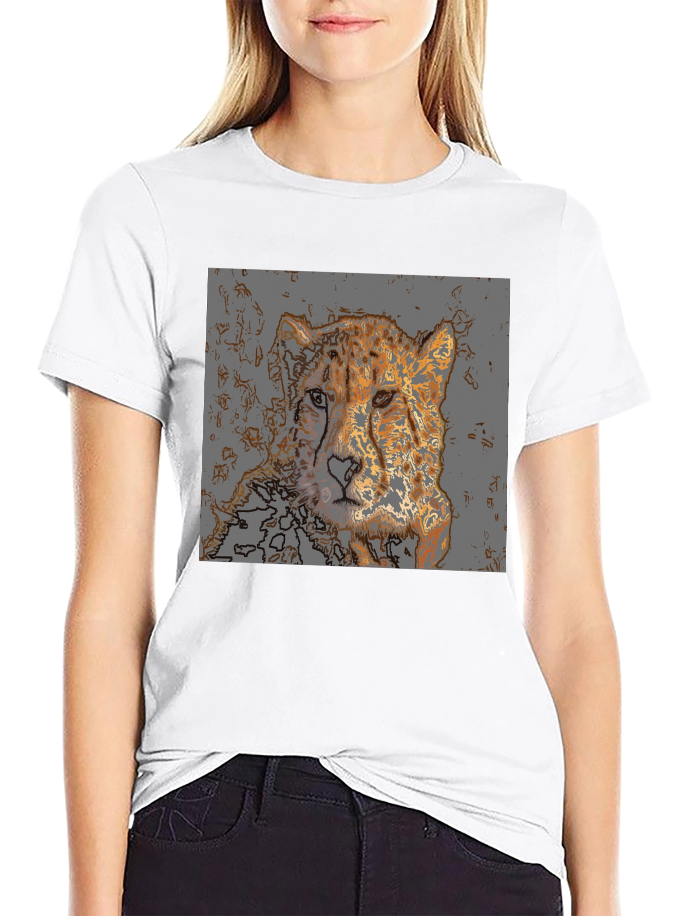 Cheetah Graphic Print T-Shirt - Mens Casual Tee