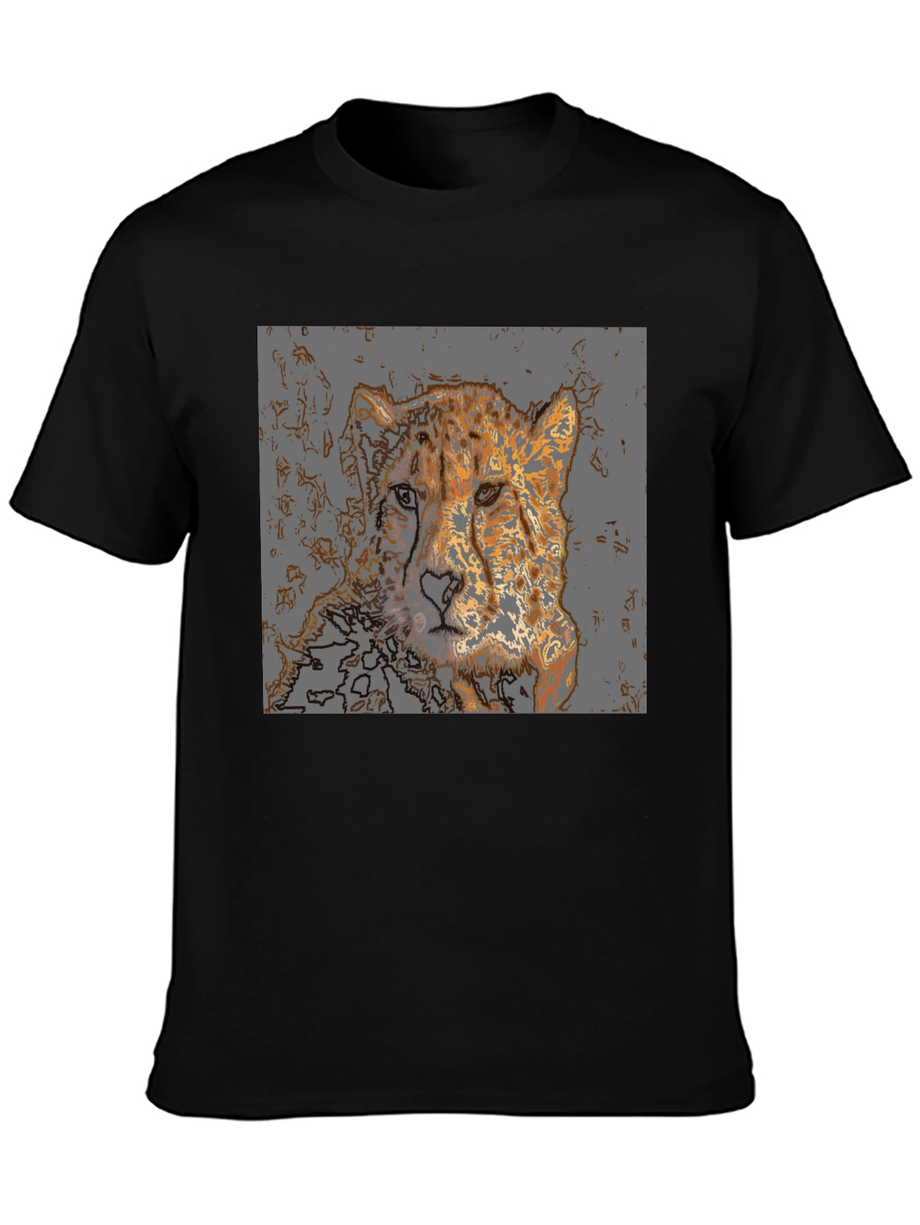 Cheetah Graphic Print T-Shirt - Mens Casual Tee