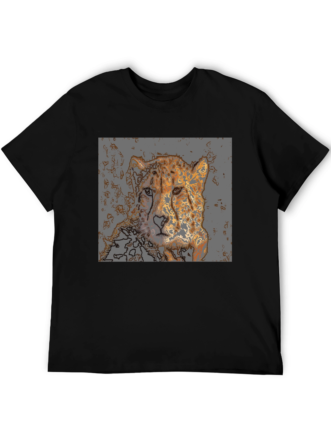 Cheetah Graphic Print T-Shirt - Mens Casual Tee
