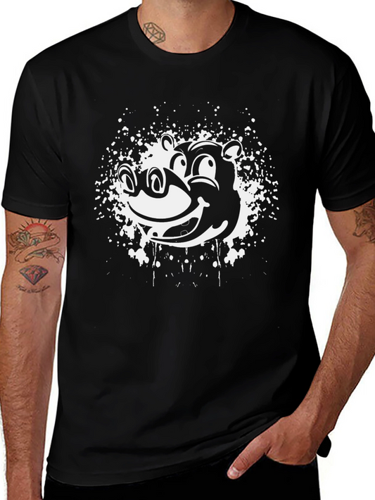 Funky Hippo Graphic Tee - Black Cotton T-Shirt