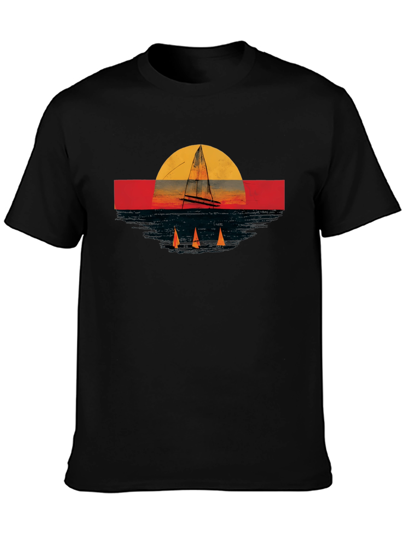 Sailboat Sunset Graphic Tee - Retro Style