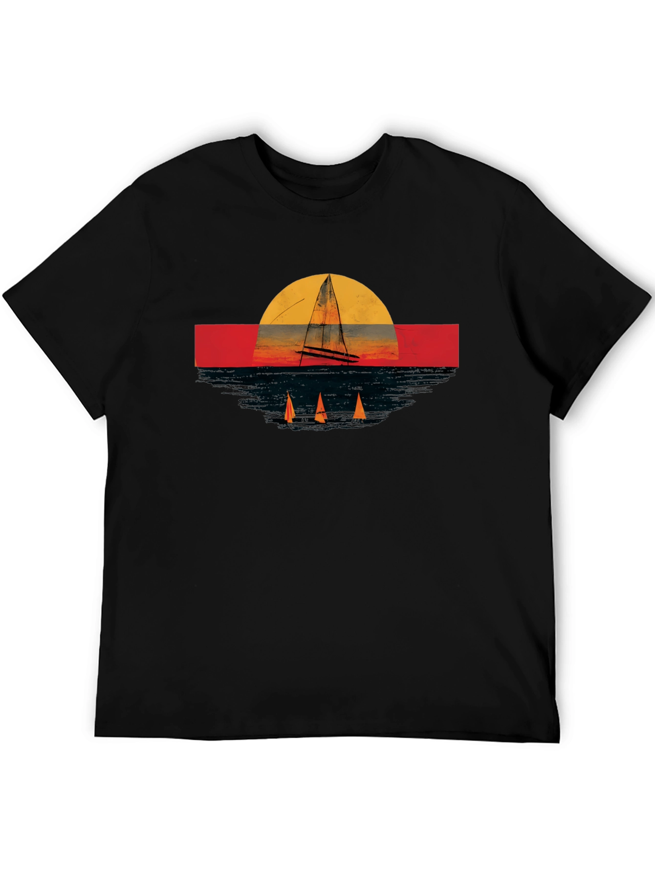 Sailboat Sunset Graphic Tee - Retro Style