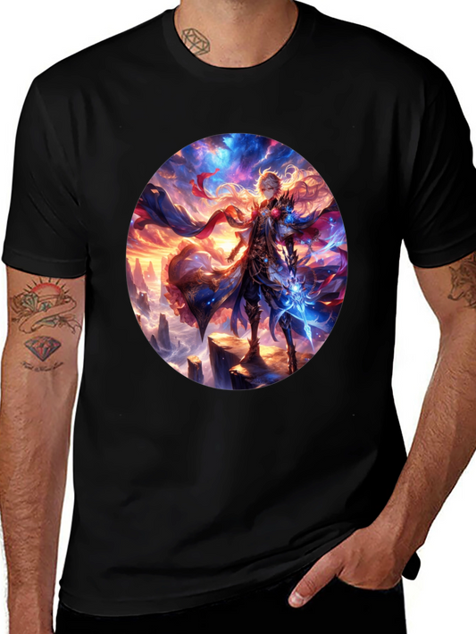 Anime Fantasy Warrior Graphic Tee - Premium Comfort