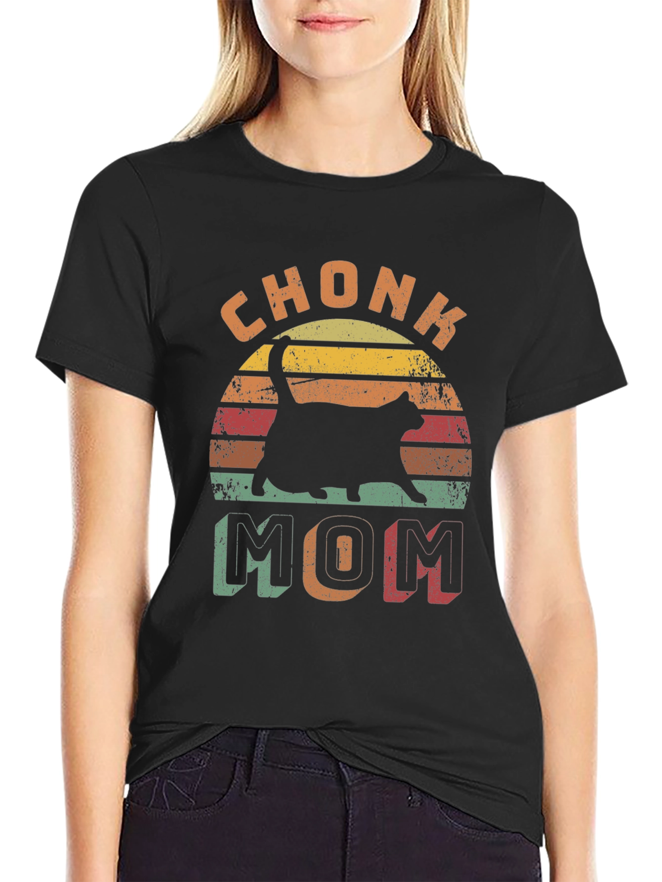 Chonk Mom Cat Graphic T-Shirt