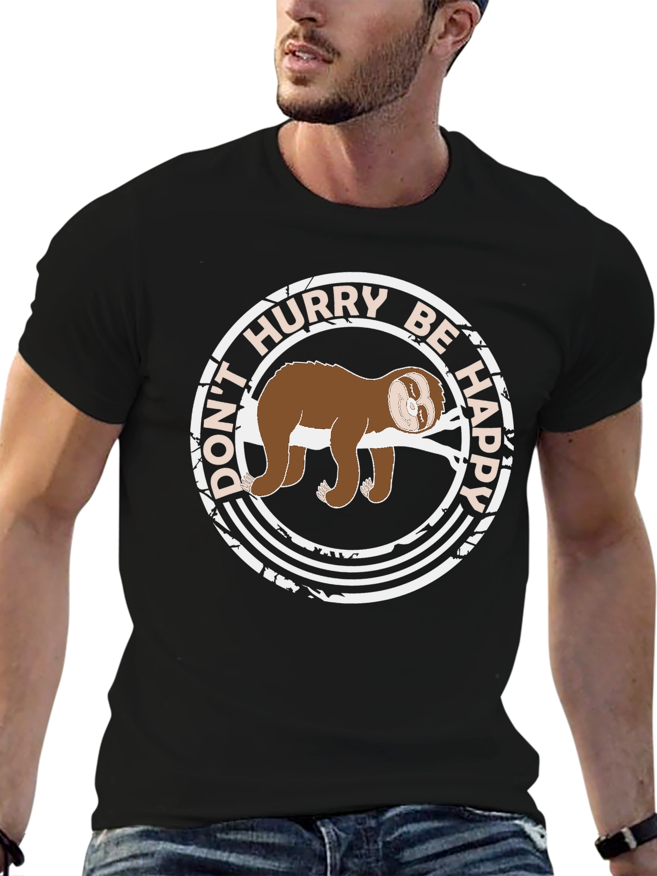 Dont Hurry Be Happy Sloth Graphic Tee