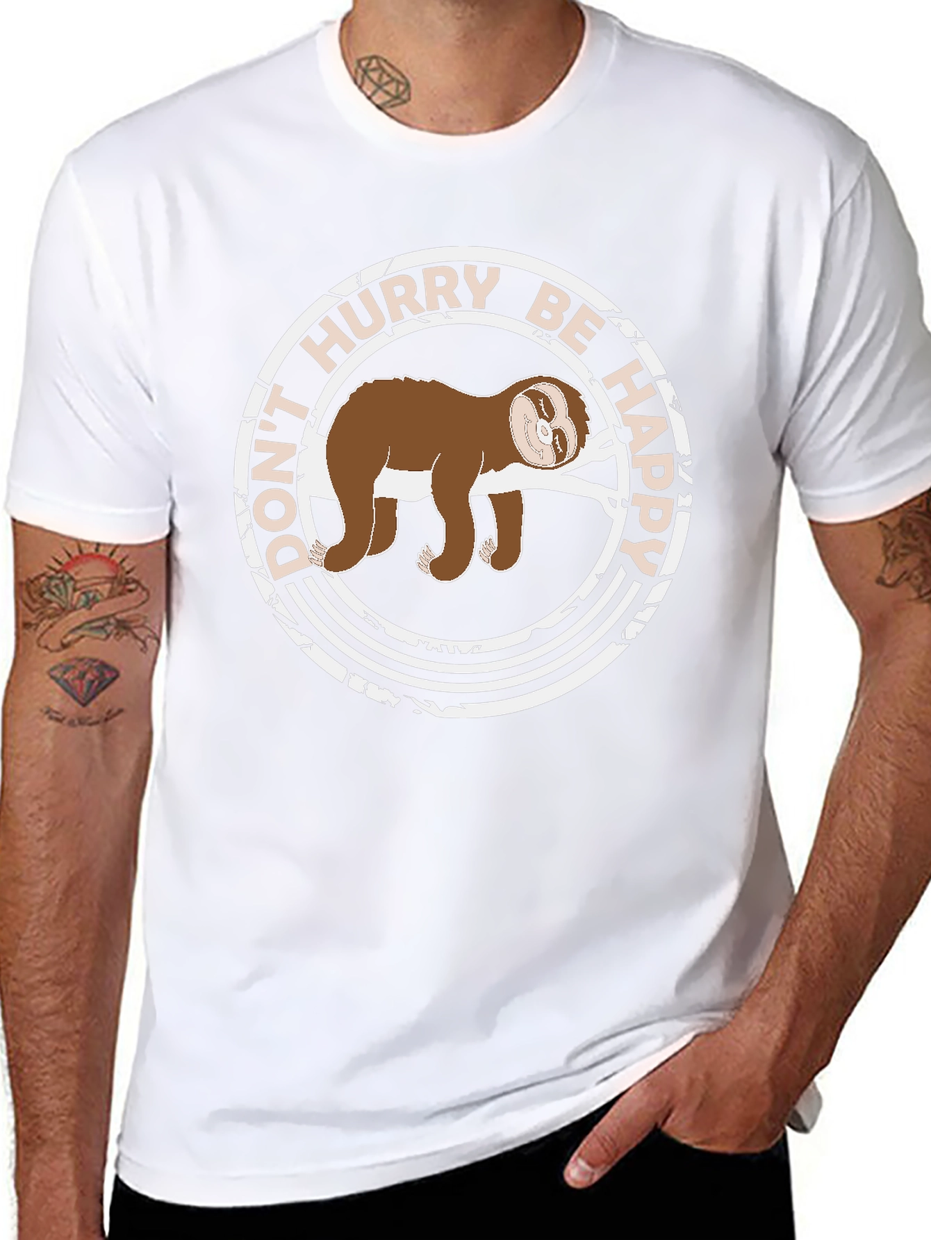 Dont Hurry Be Happy Sloth Graphic Tee