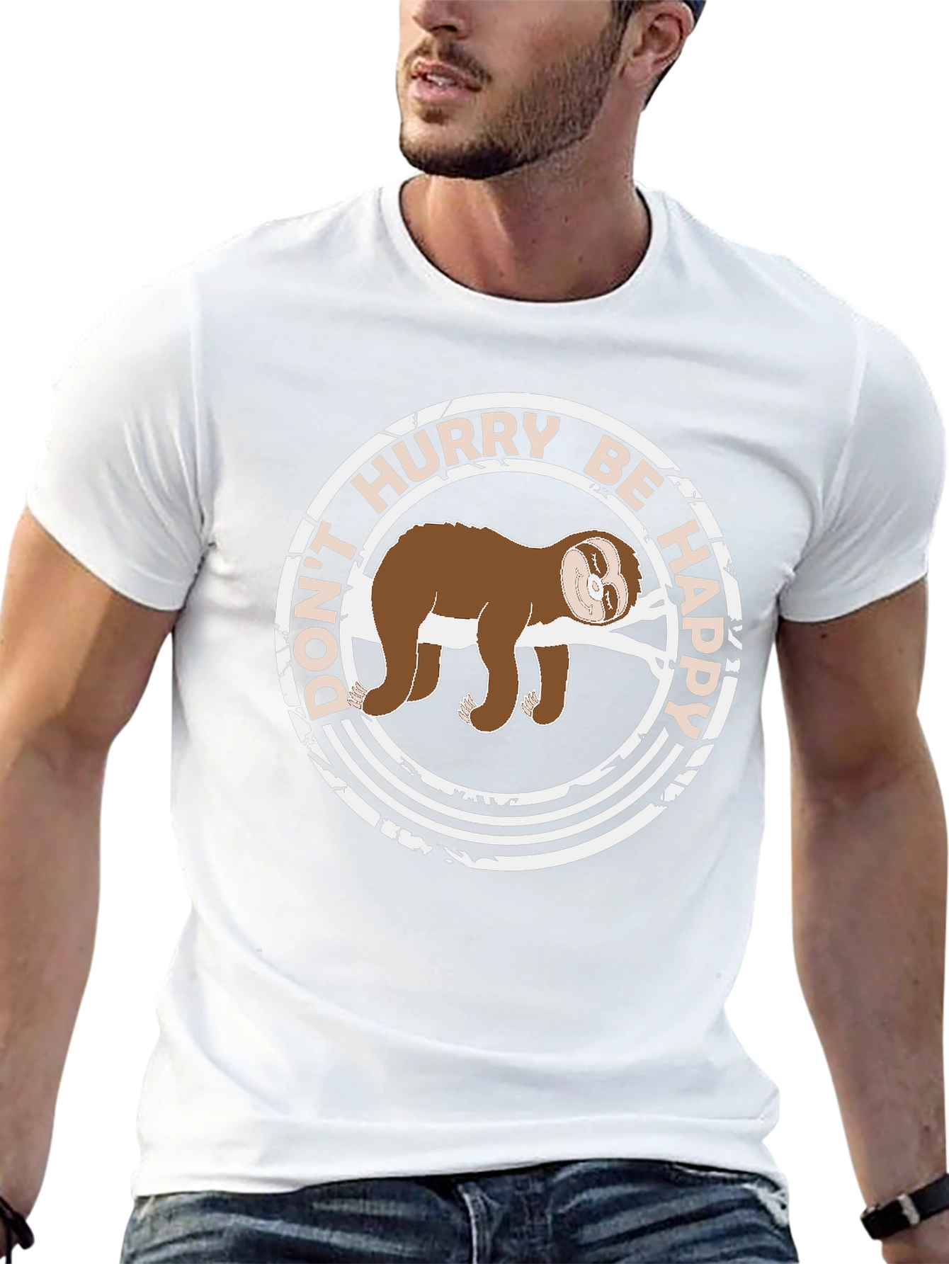 Dont Hurry Be Happy Sloth Graphic Tee