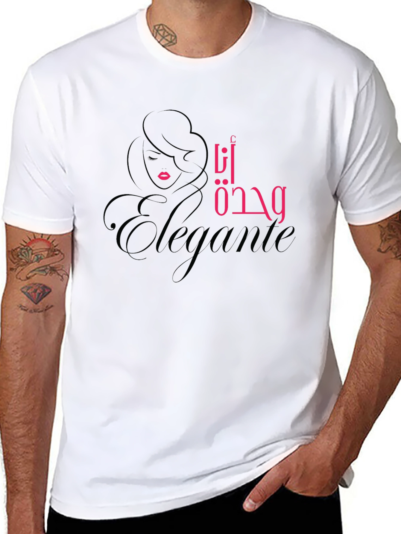 Elegant Woman Design Black T-Shirt