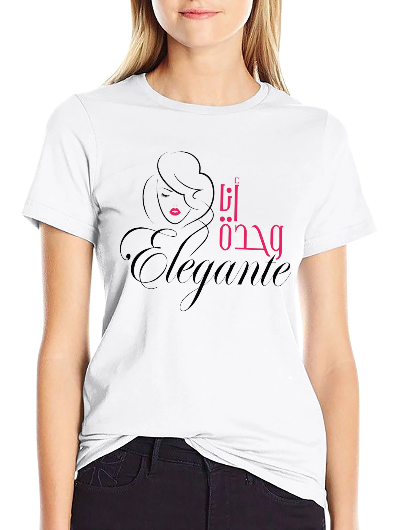 Elegant Woman Design Black T-Shirt
