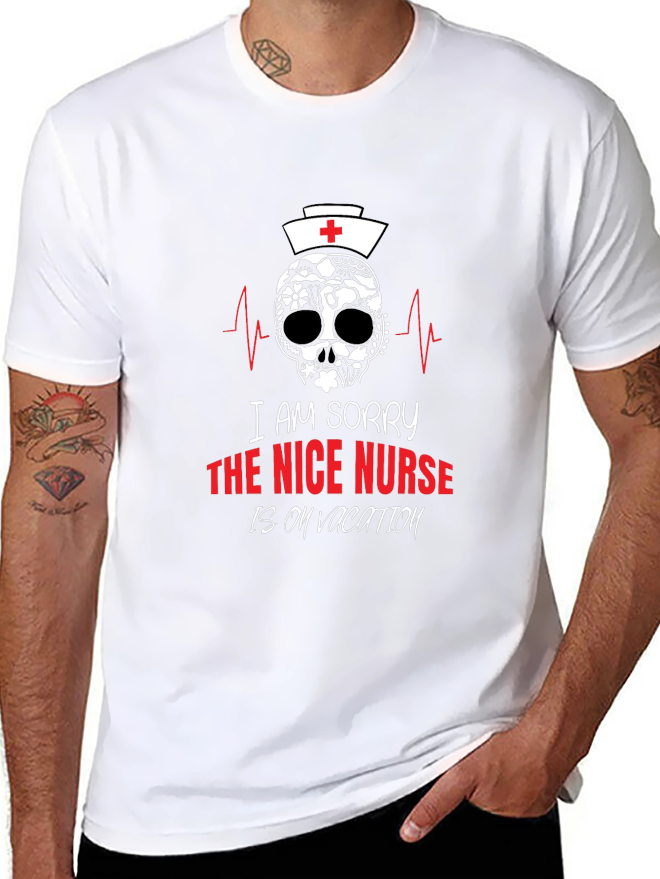 Nurse Skull Graphic T-Shirt -  Nice Nurse on Vacation