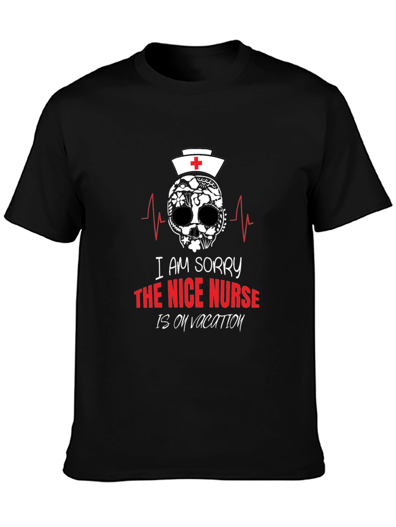 Nurse Skull Graphic T-Shirt -  Nice Nurse on Vacation