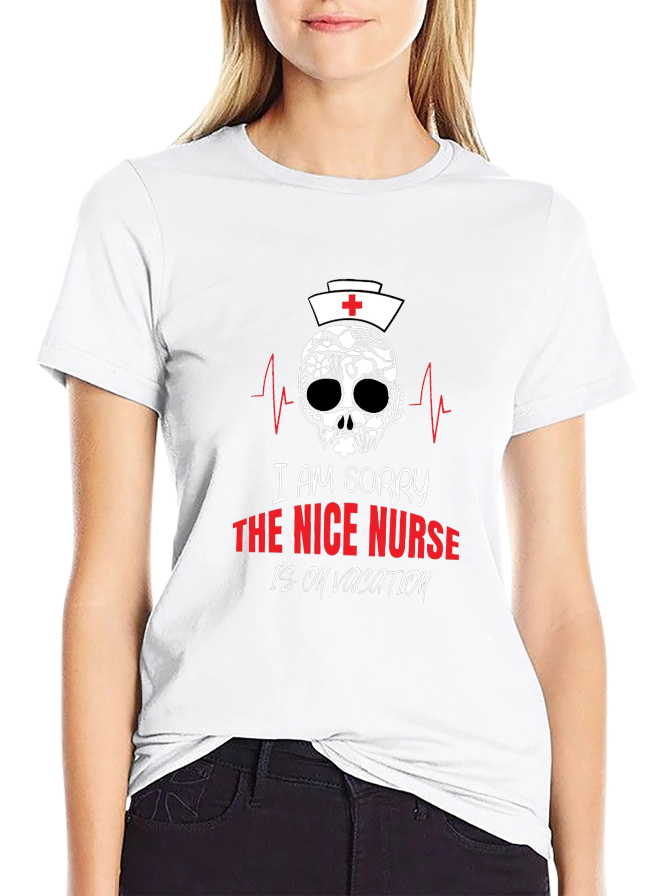 Nurse Skull Graphic T-Shirt -  Nice Nurse on Vacation